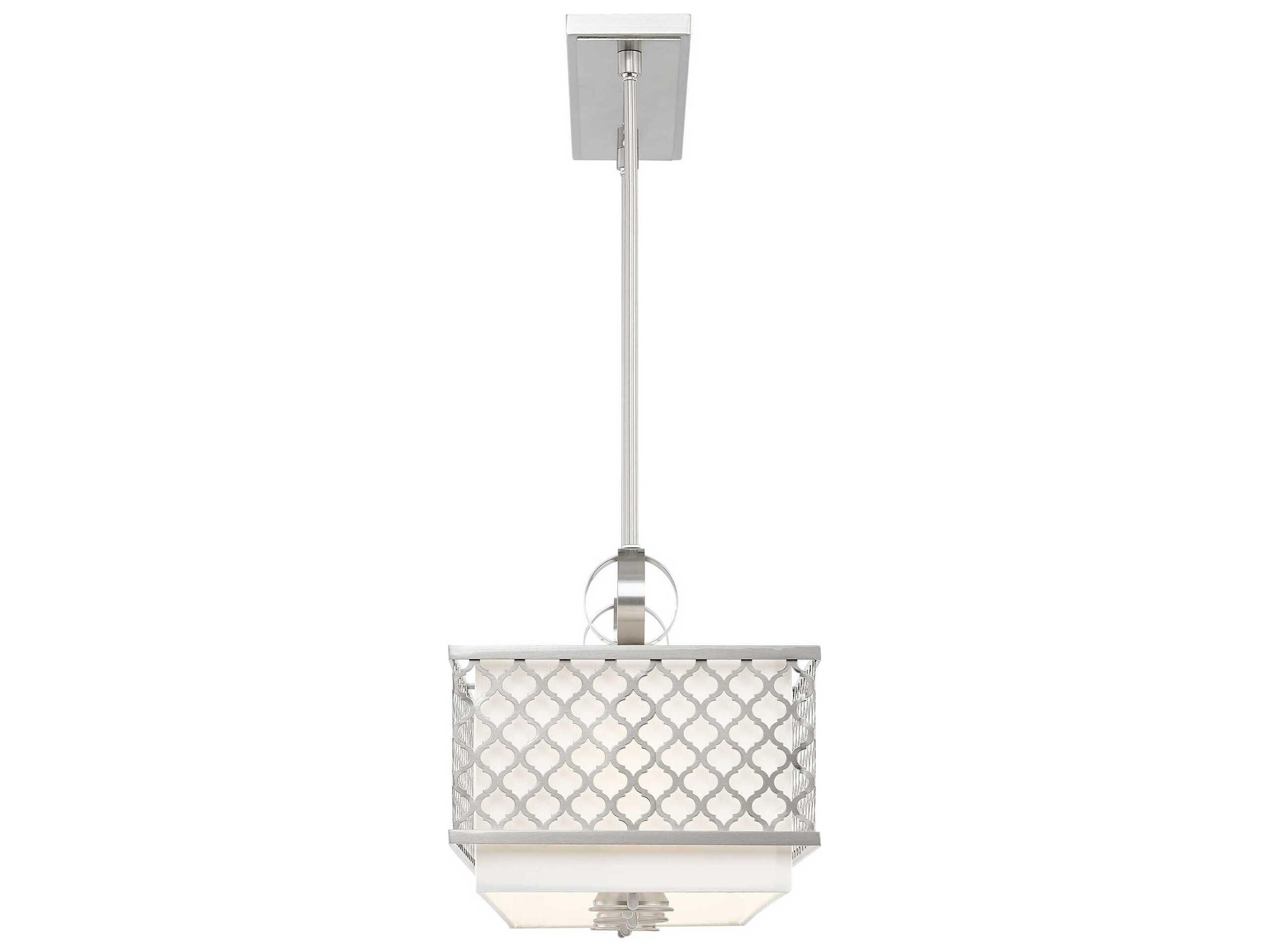 Livex Lighting Arabesque 9-Light Brushed Nickel White Geometric Island Pendant
