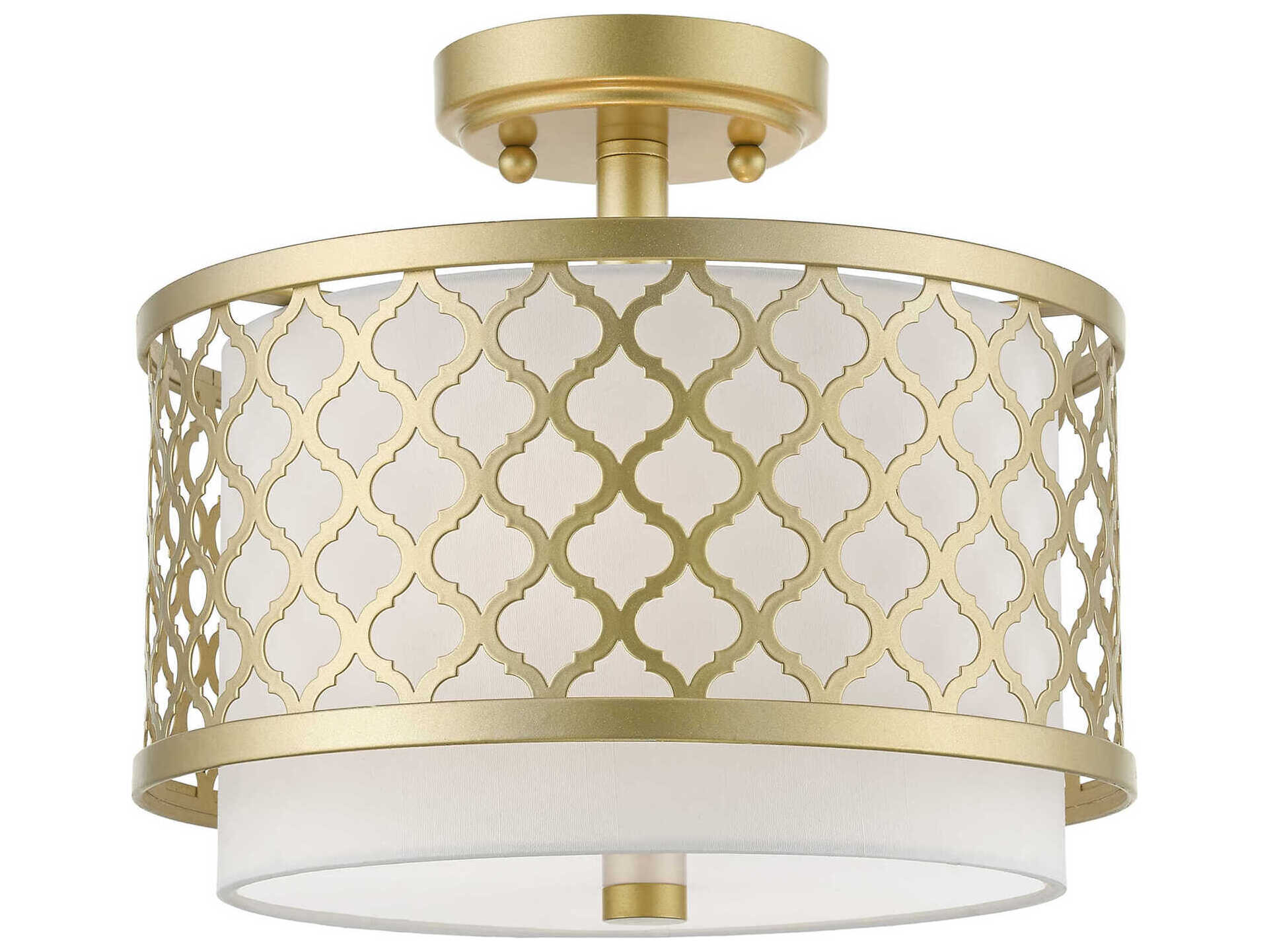 Livex Lighting Arabesque 2-Light Soft Gold Drum Semi Flush Mount
