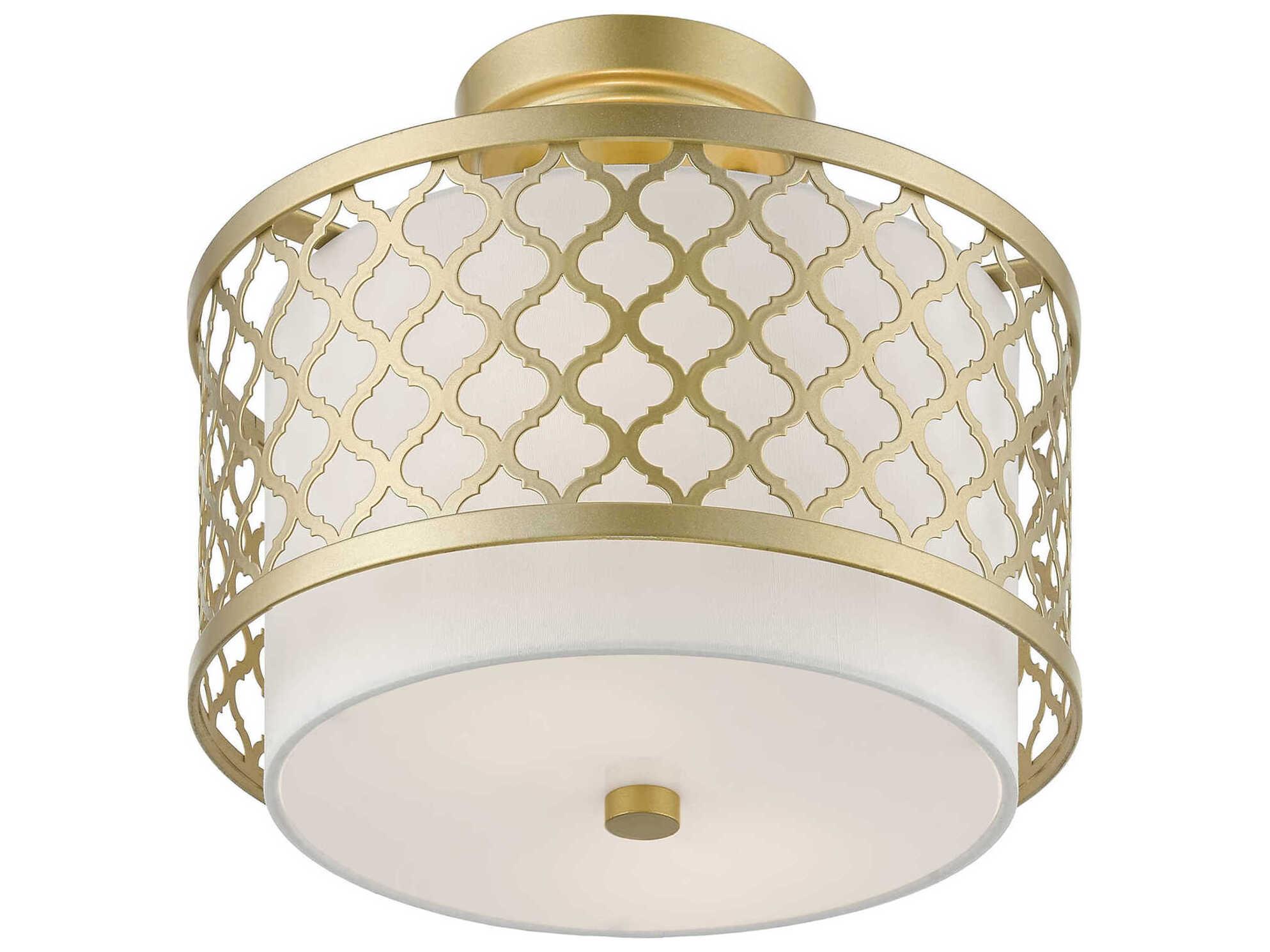 Livex Lighting Arabesque 2-Light Soft Gold Drum Semi Flush Mount