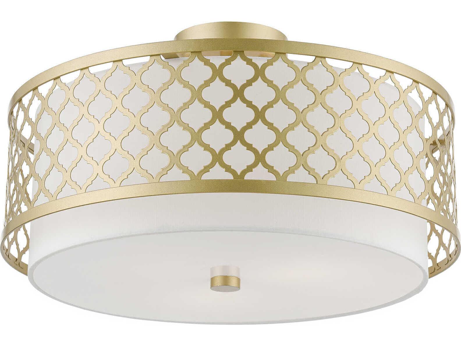 Livex Lighting Arabesque 3-Light Soft Gold Drum Semi Flush Mount