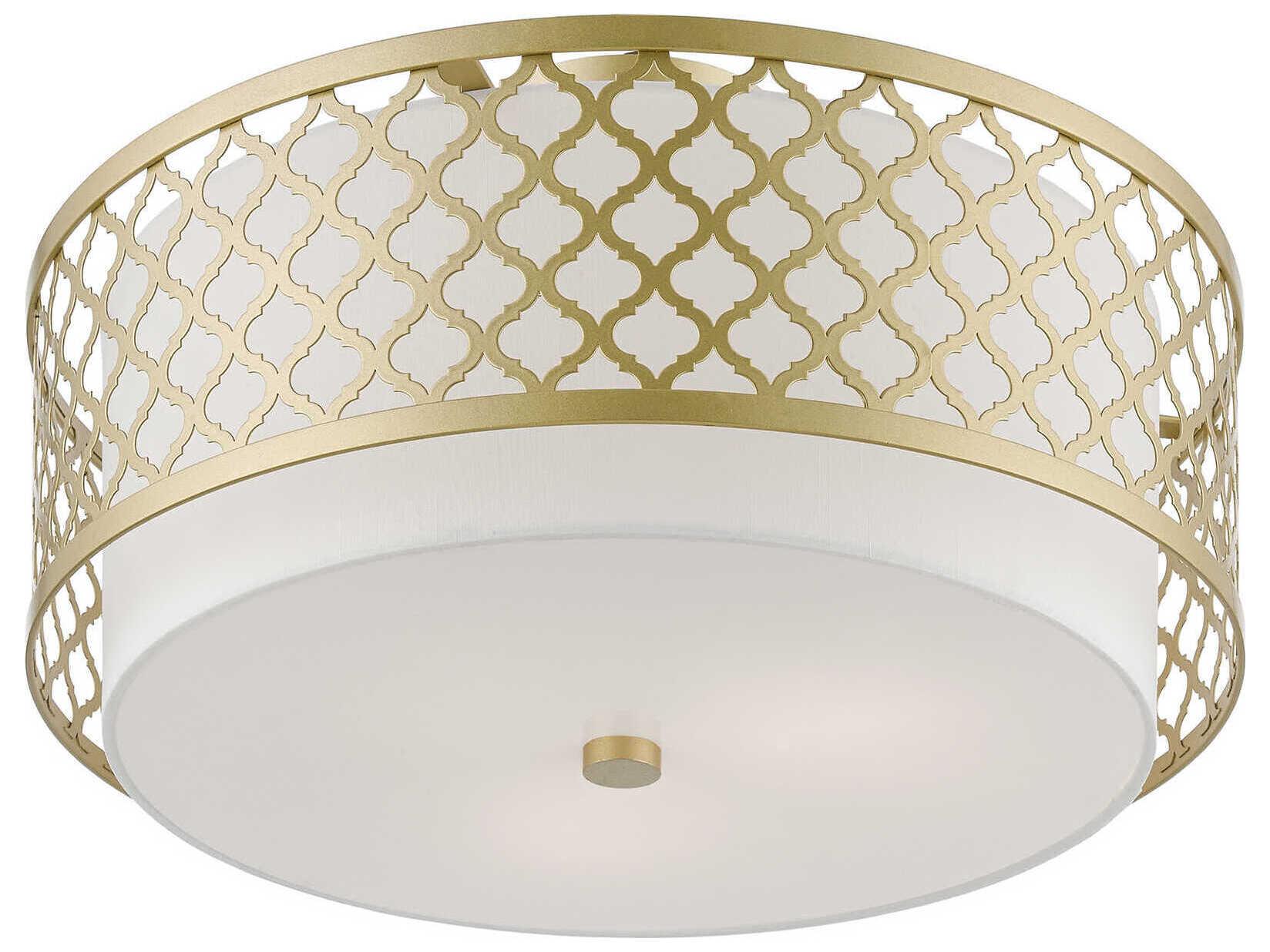 Livex Lighting Arabesque 3-Light Soft Gold Drum Semi Flush Mount