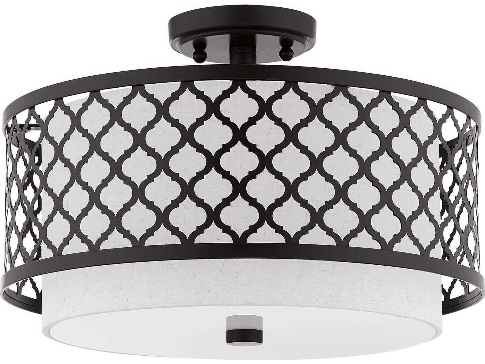 Livex Lighting Arabesque 3-Light English Bronze Drum Semi Flush Mount