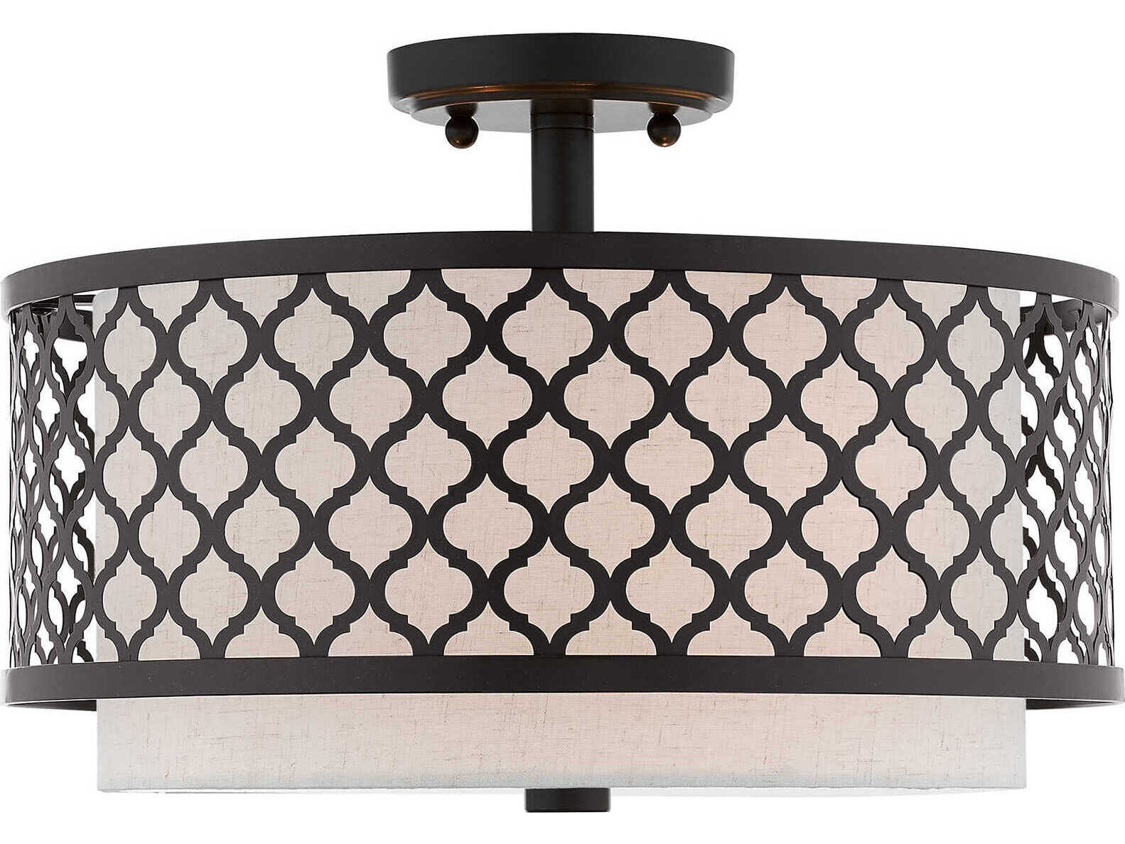 Livex Lighting Arabesque 3-Light English Bronze Drum Semi Flush Mount