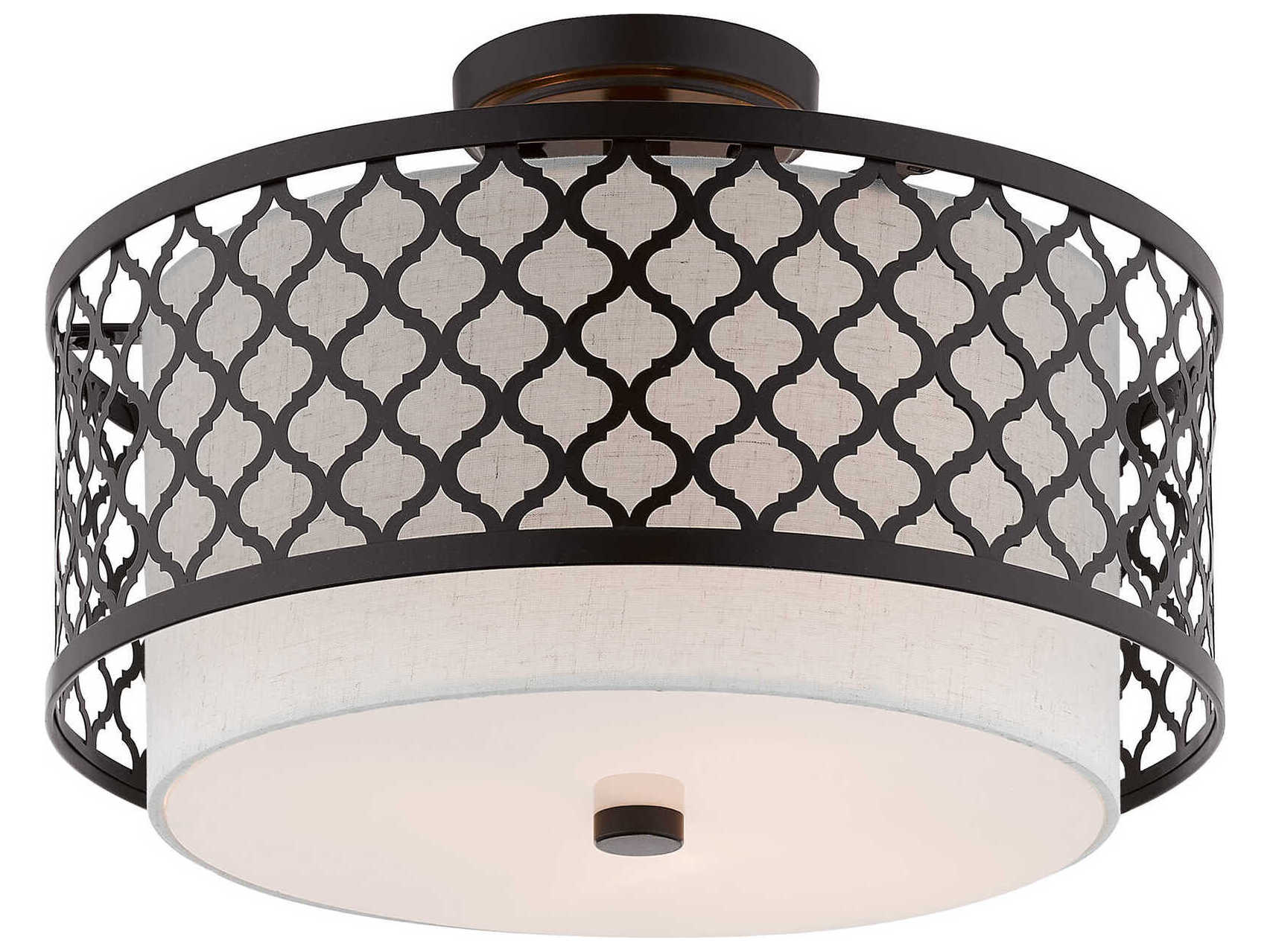 Livex Lighting Arabesque 3-Light English Bronze Drum Semi Flush Mount