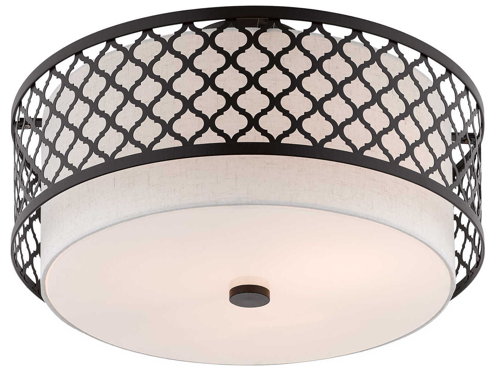 Livex Lighting Arabesque 3-Light English Bronze White Drum Semi Flush Mount