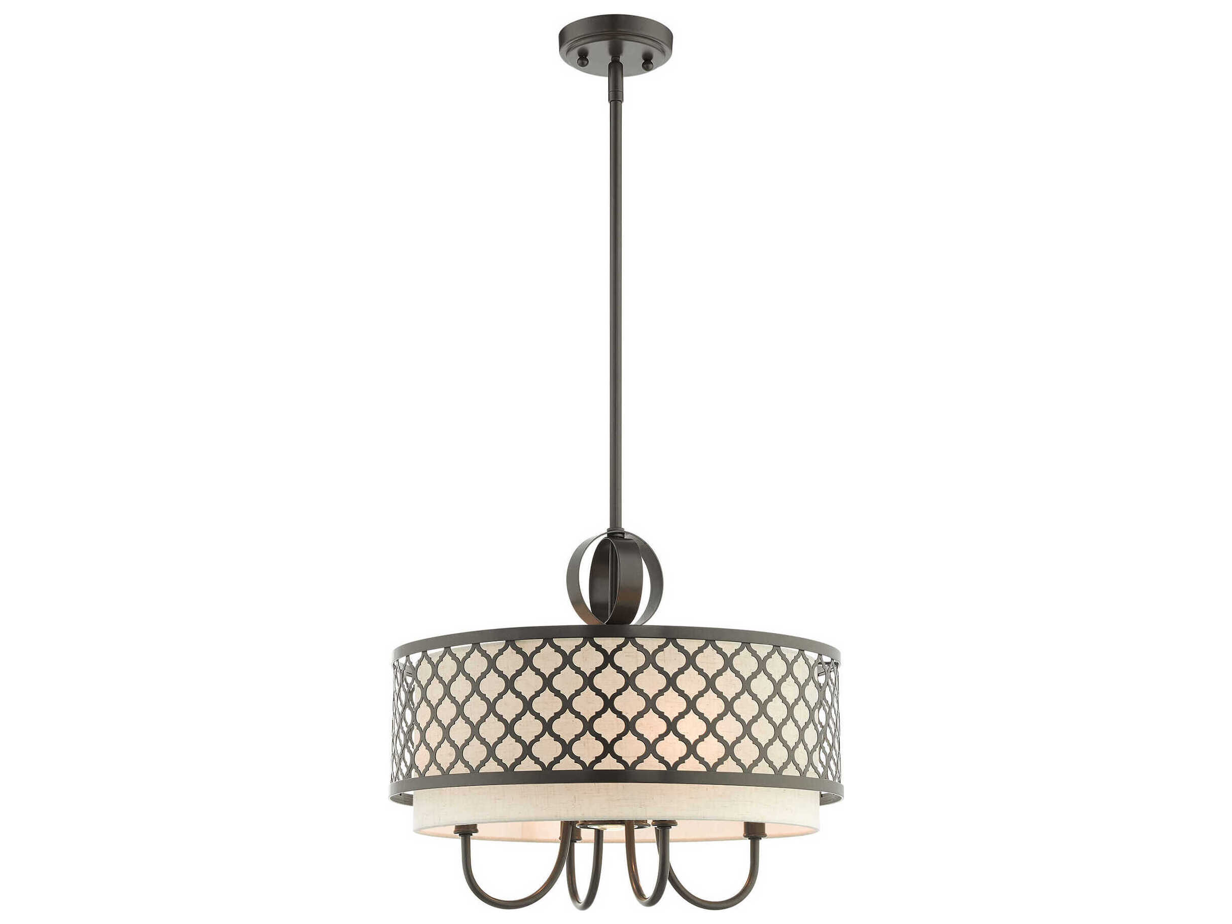 Livex Lighting Arabesque 5-Light English Bronze White Drum Chandelier