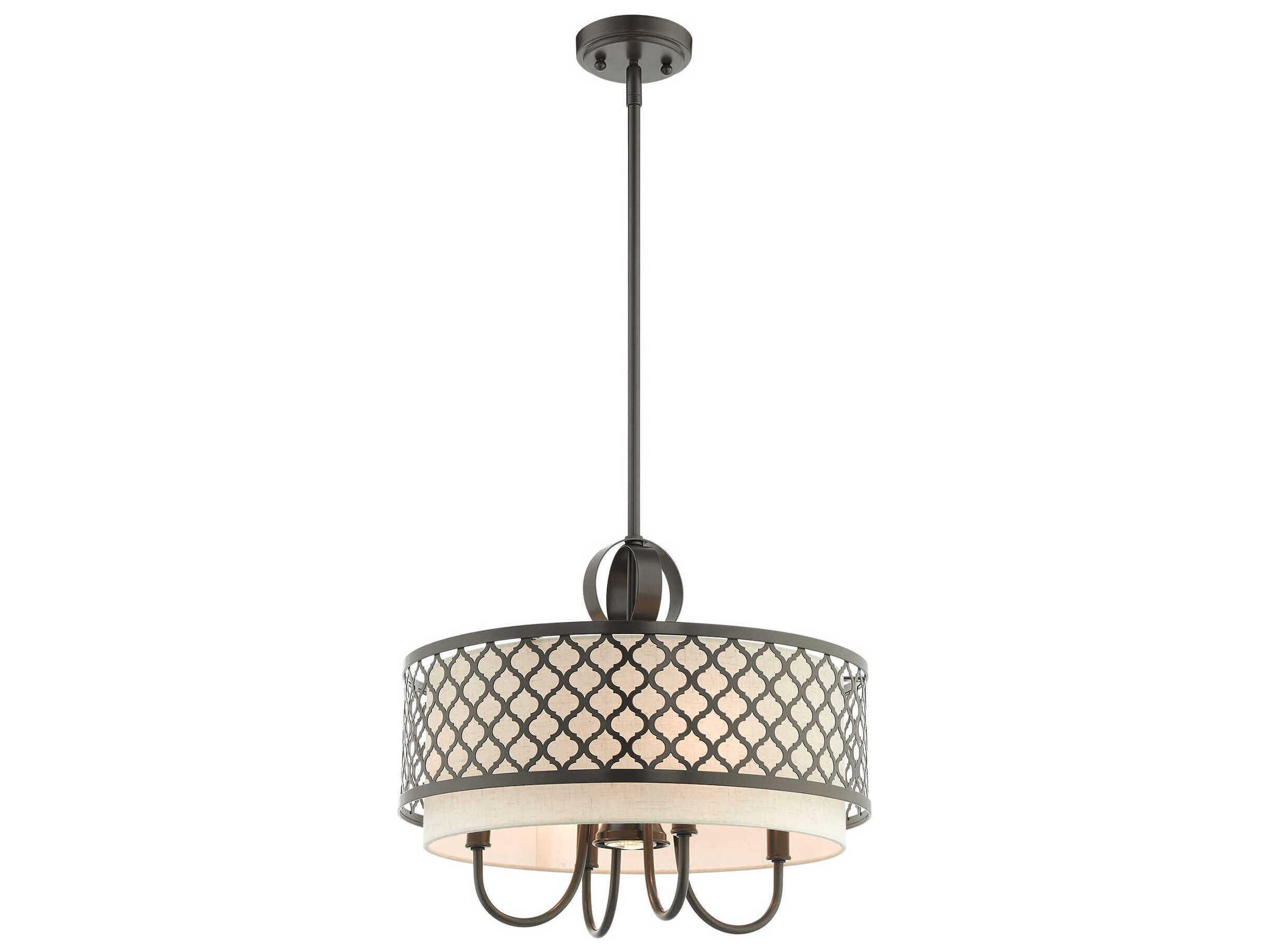 Livex Lighting Arabesque 5-Light English Bronze White Drum Chandelier