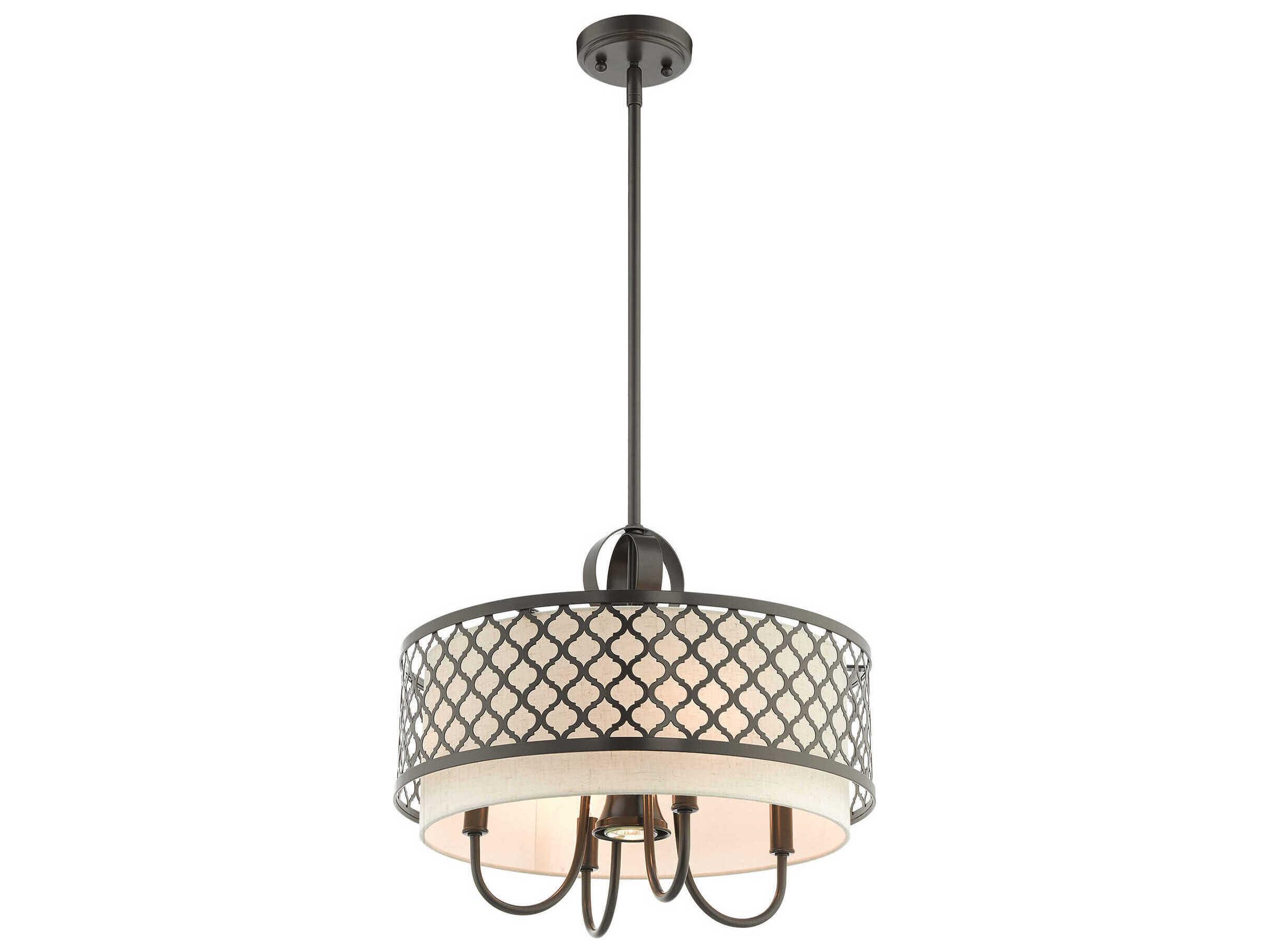 Livex Lighting Arabesque 5-Light English Bronze White Drum Chandelier