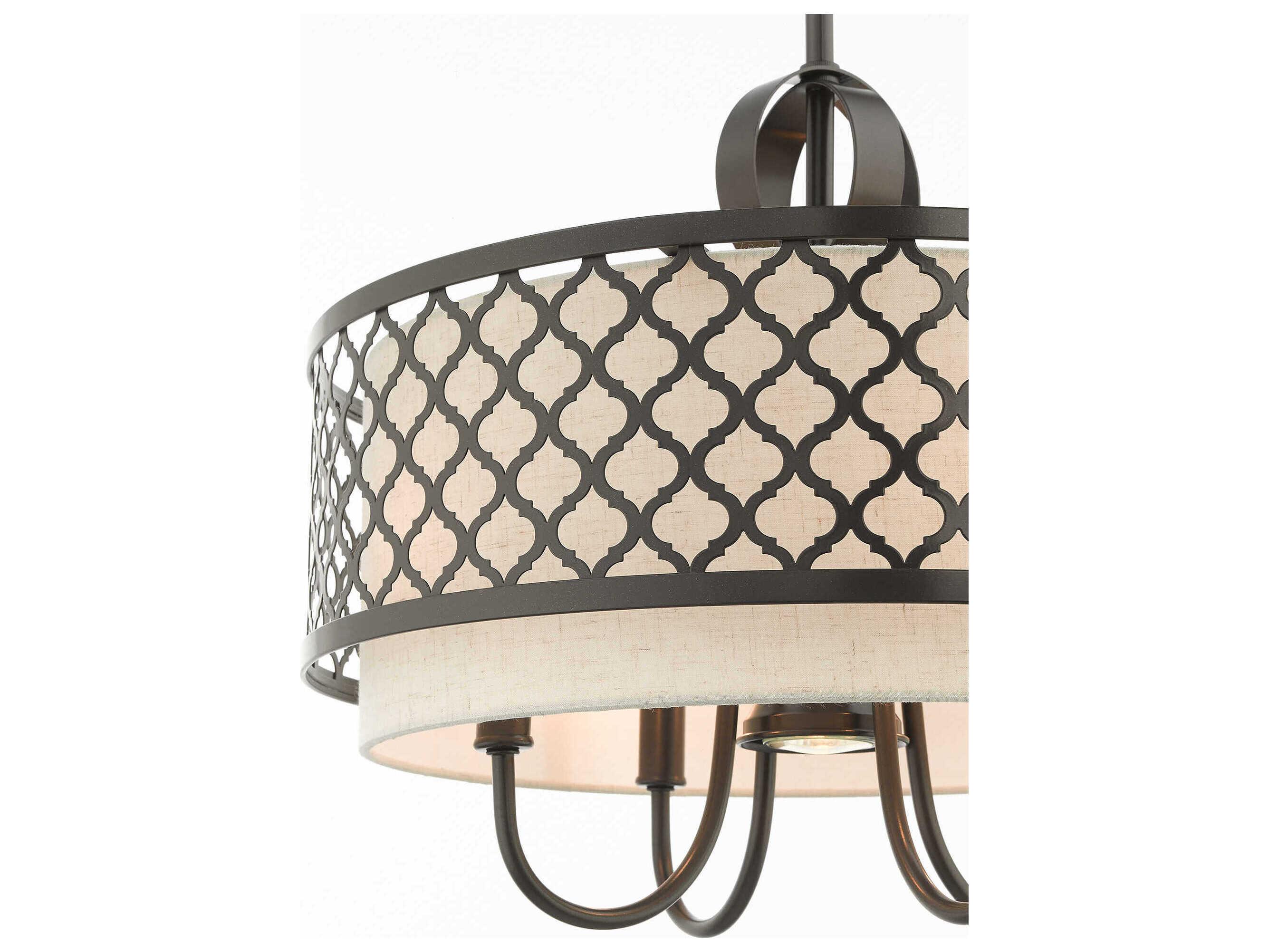 Livex Lighting Arabesque 5-Light English Bronze White Drum Chandelier
