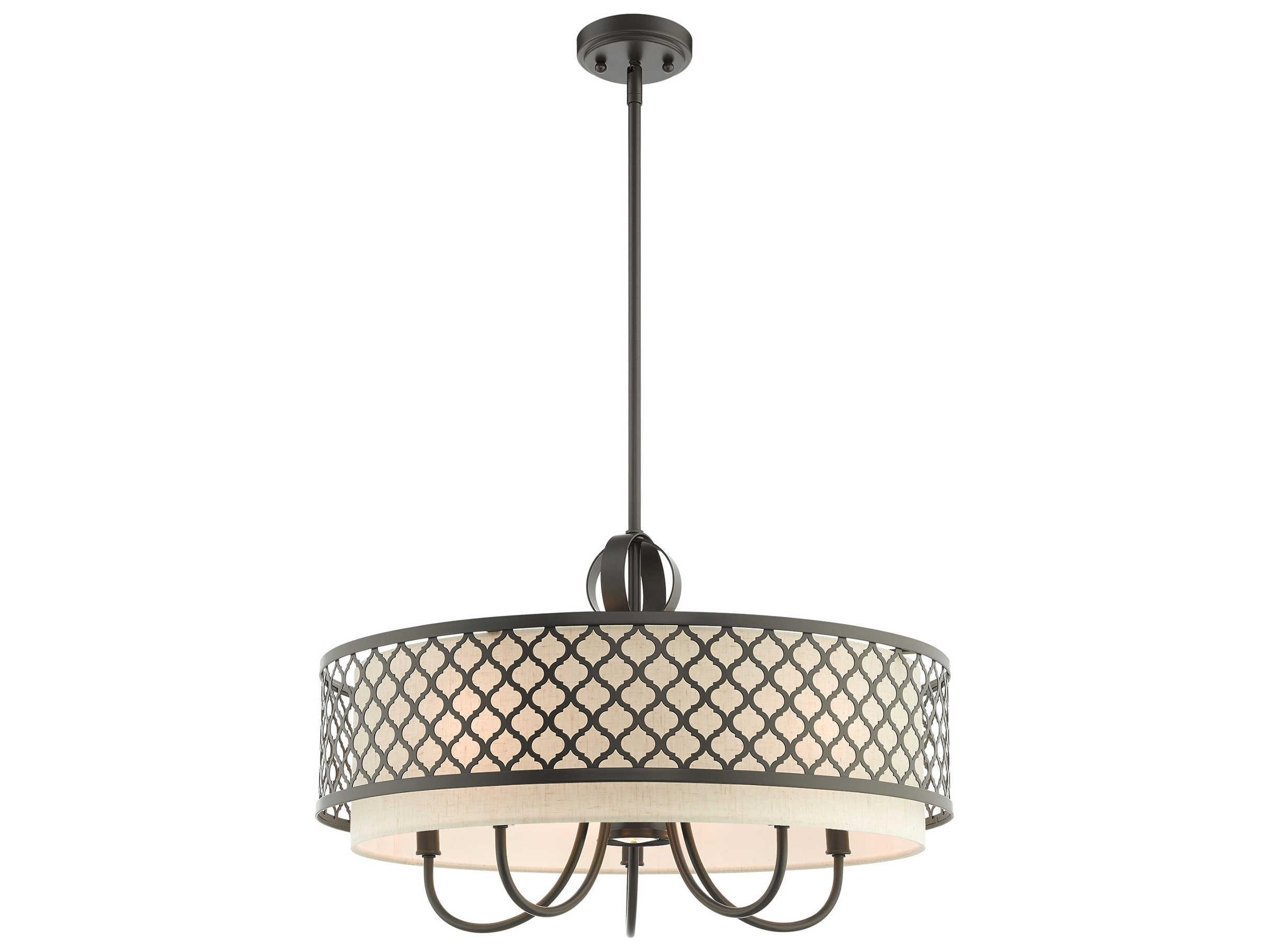 Livex Lighting Arabesque 6-Light English Bronze Candelabra Drum Round Chandelier