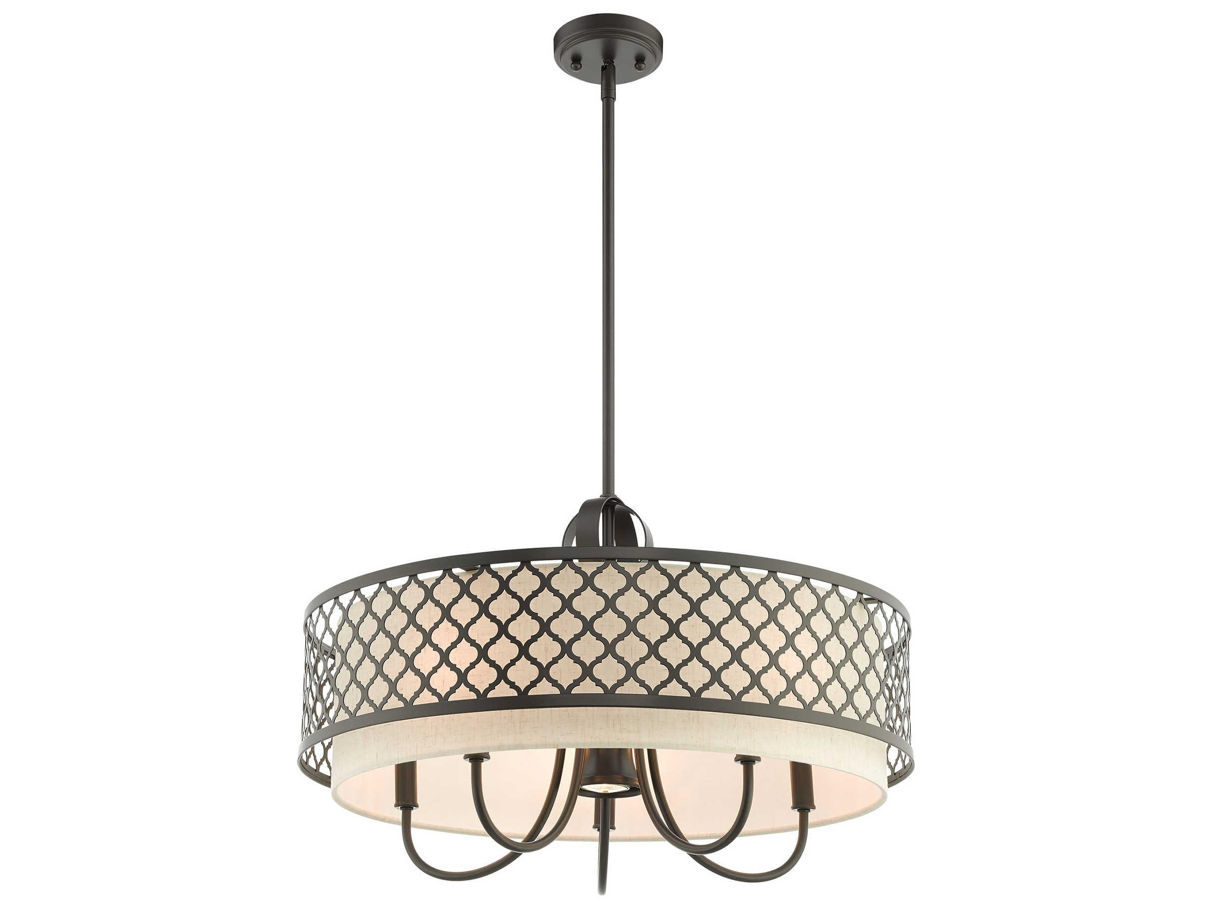 Livex Lighting Arabesque 6-Light English Bronze Candelabra Drum Round Chandelier