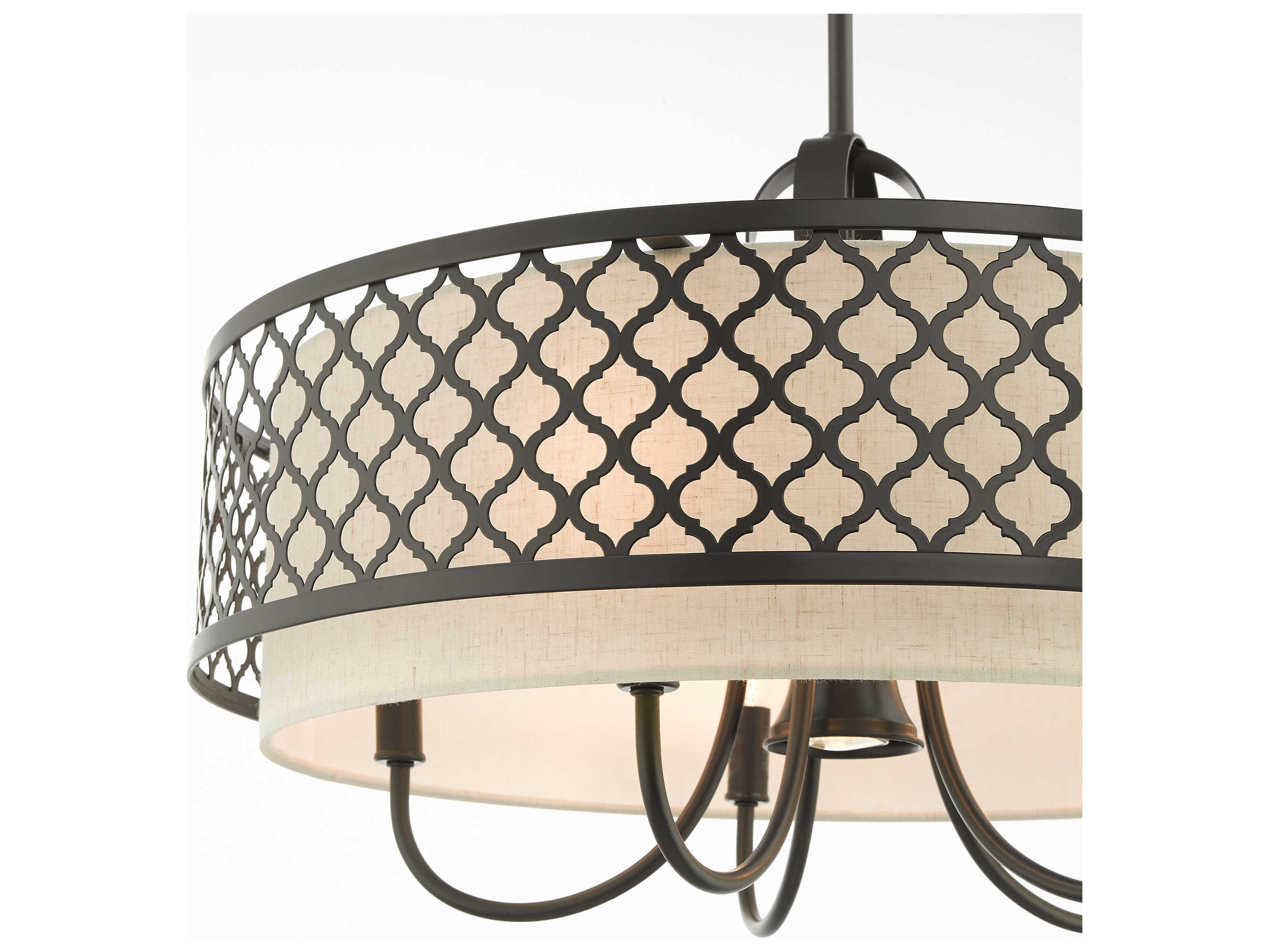 Livex Lighting Arabesque 6-Light English Bronze Candelabra Drum Round Chandelier