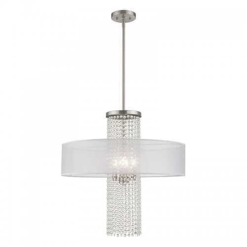 Livex Lighting Bella Vista 4-Light Brushed Nickel Crystal Chandelier