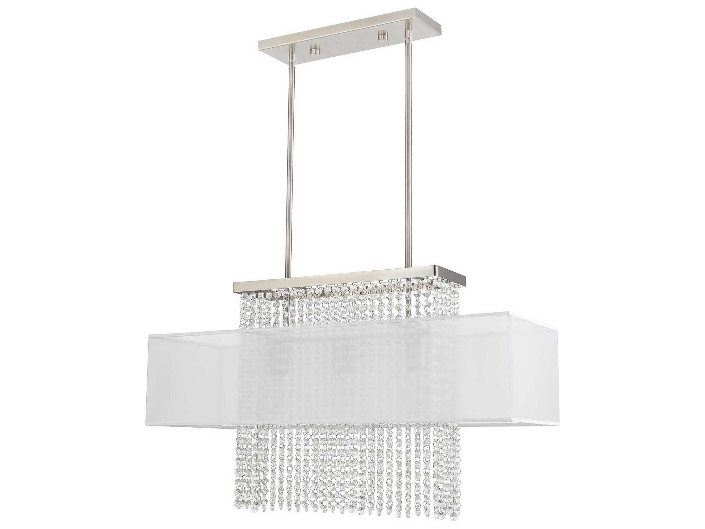 Livex Lighting Bella Vista 3-Light Brushed Nickel Clear Crystal Island Pendant