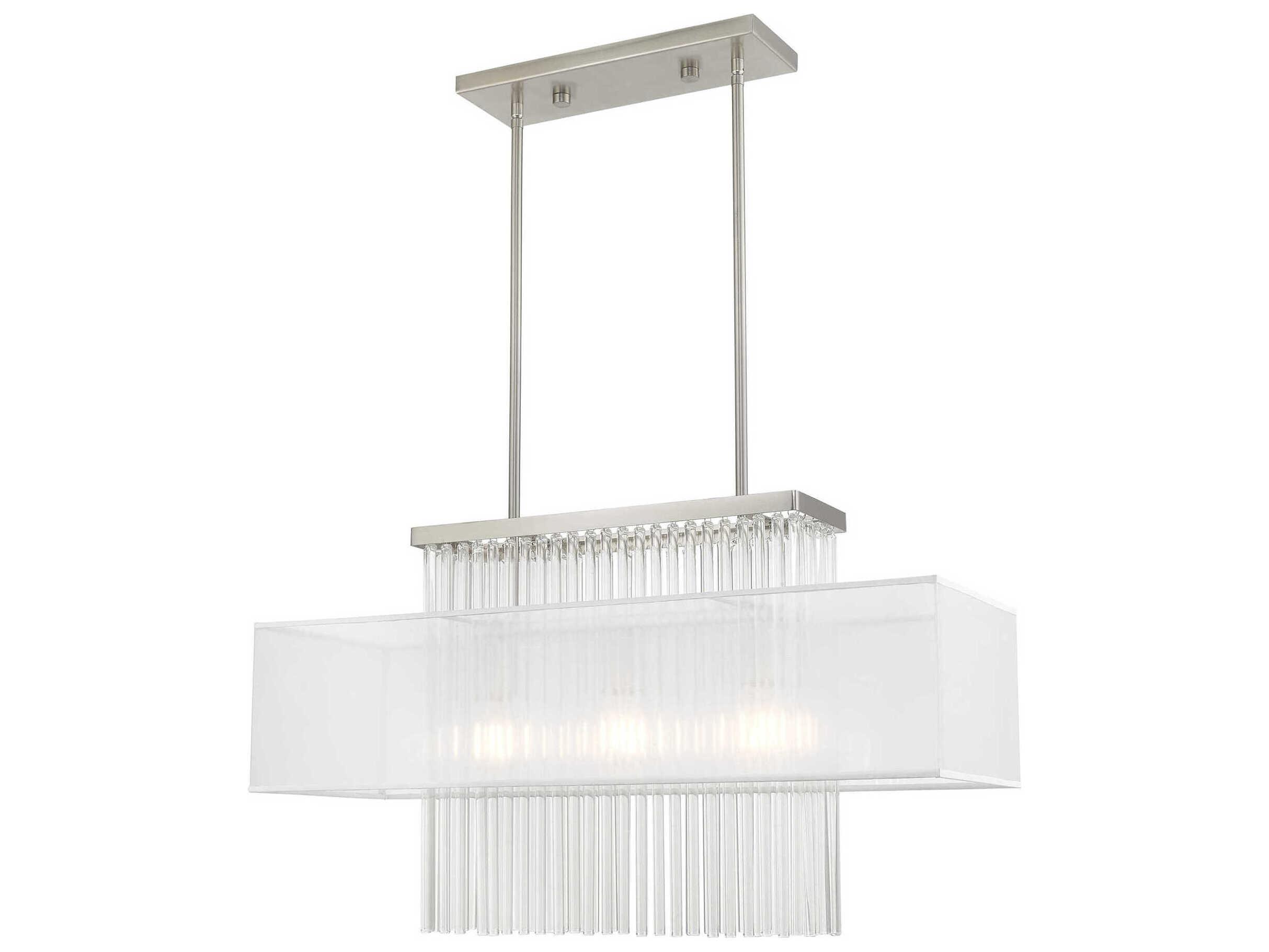 Livex Lighting Alexis 3-Light Brushed Nickel Crystal Island Pendant