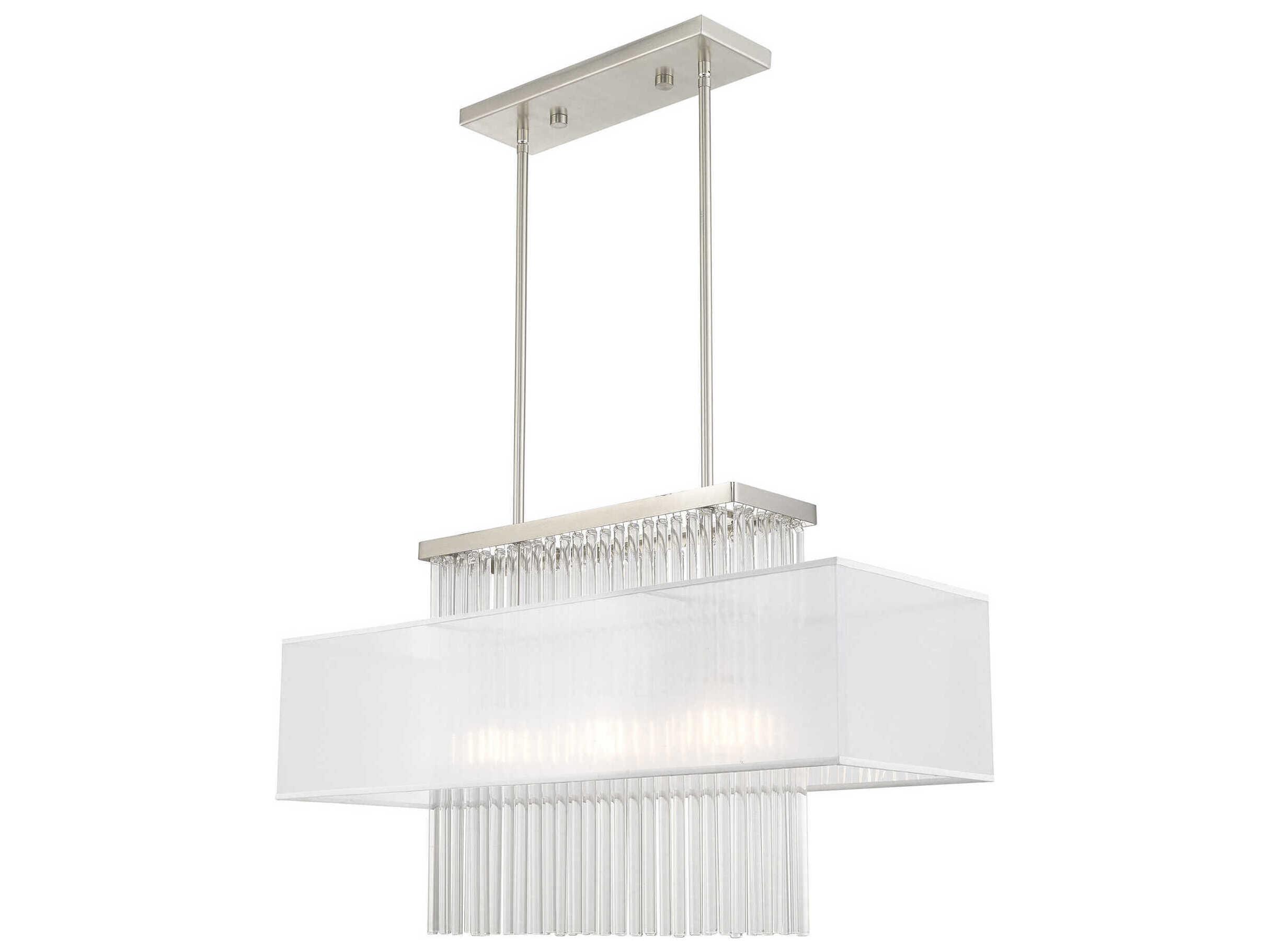 Livex Lighting Alexis 3-Light Brushed Nickel Crystal Island Pendant