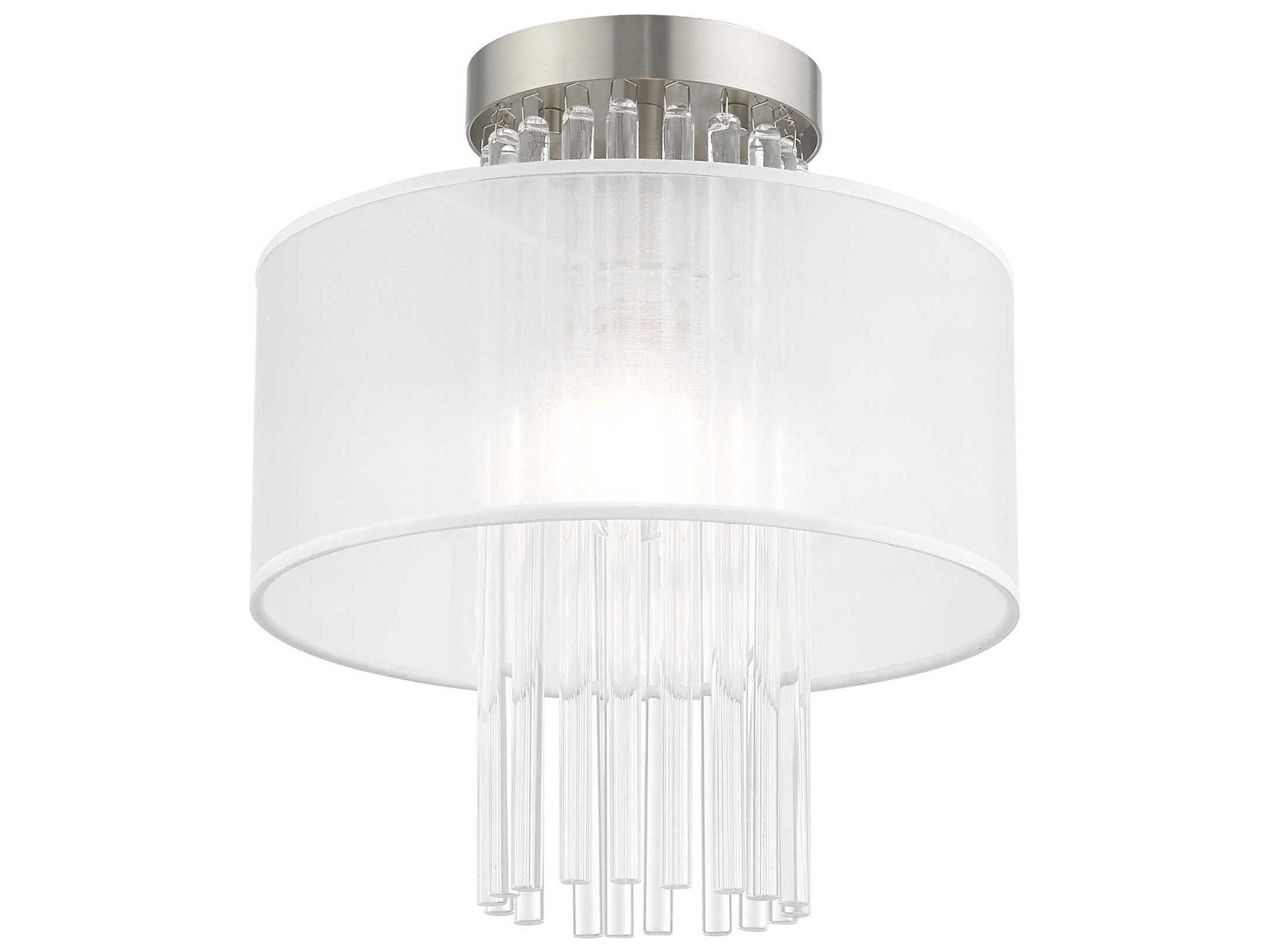 Livex Lighting Alexis 1-Light Brushed Nickel Crystal Round Flush Mount