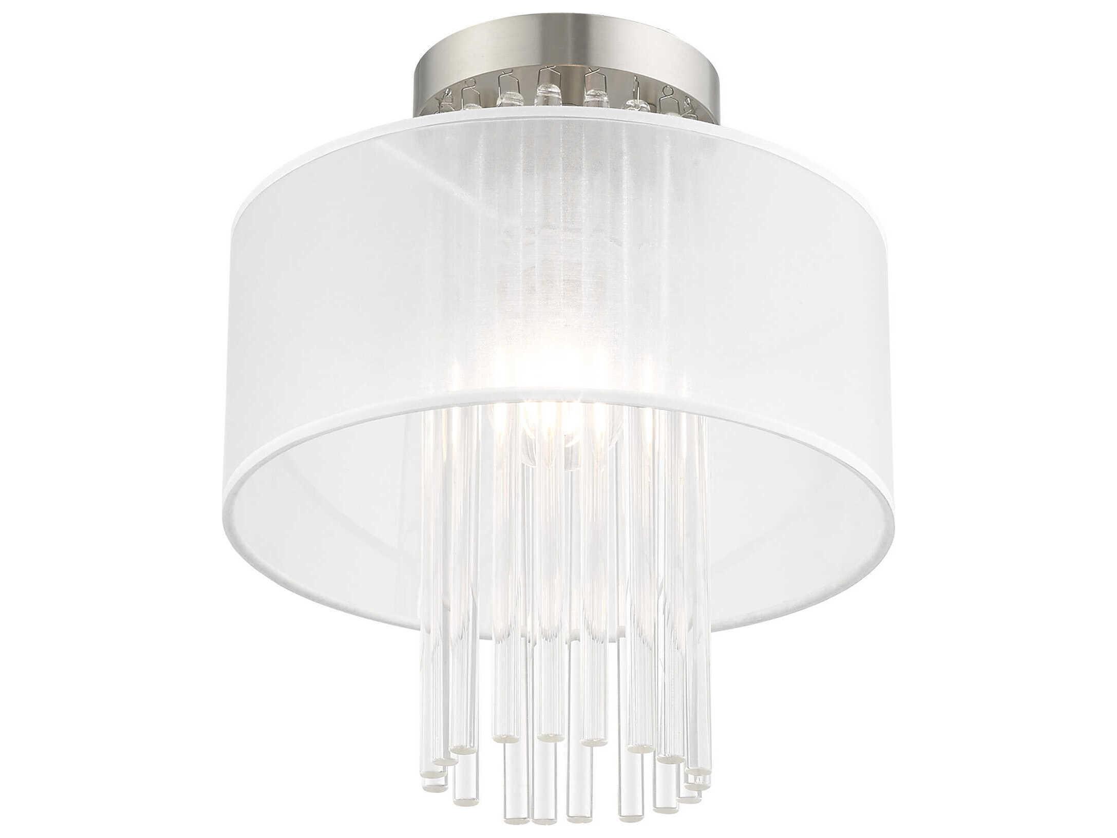 Livex Lighting Alexis 1-Light Brushed Nickel Crystal Round Flush Mount