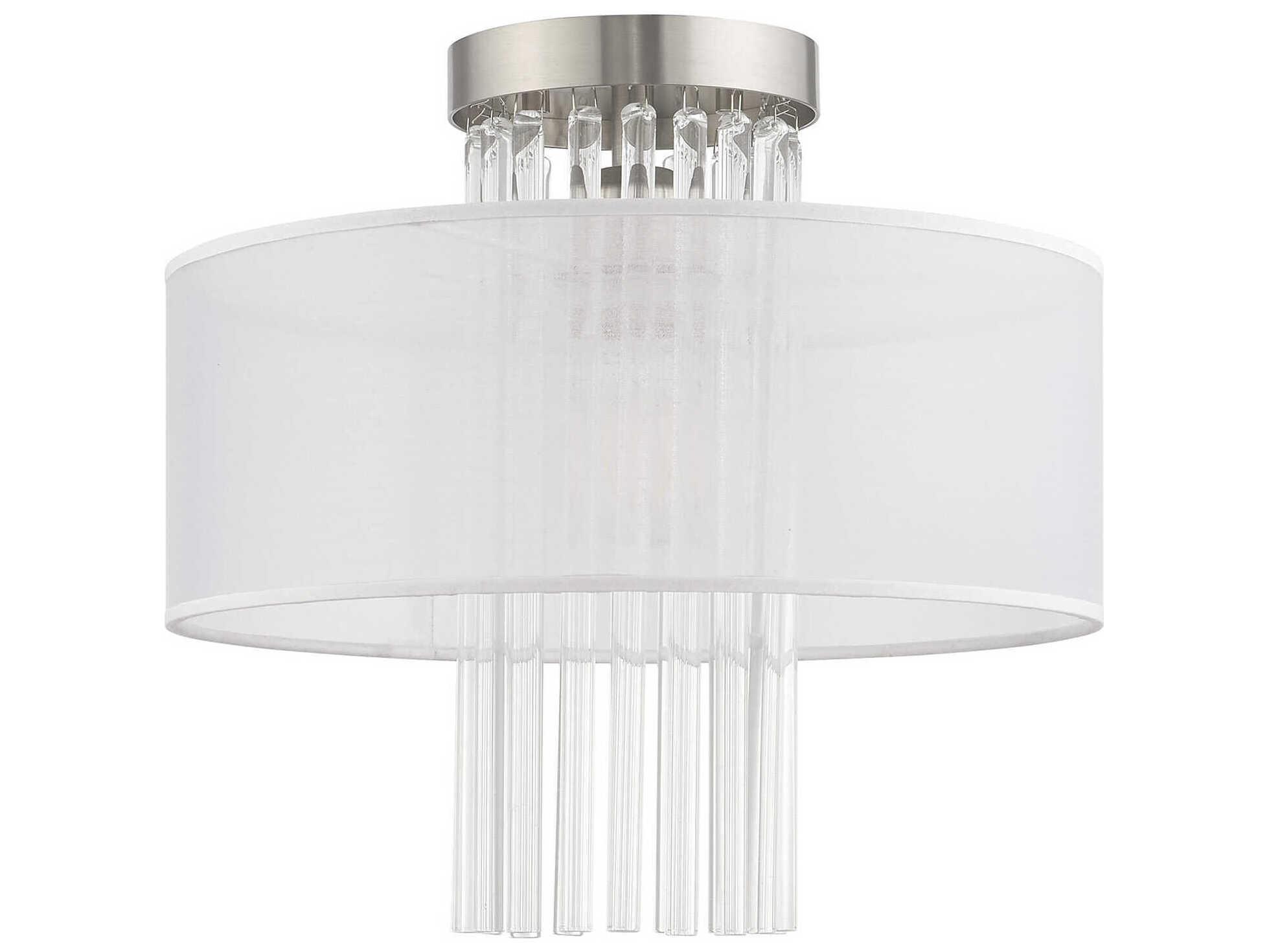 Livex Lighting Alexis 1-Light Brushed Nickel Crystal Round Flush Mount