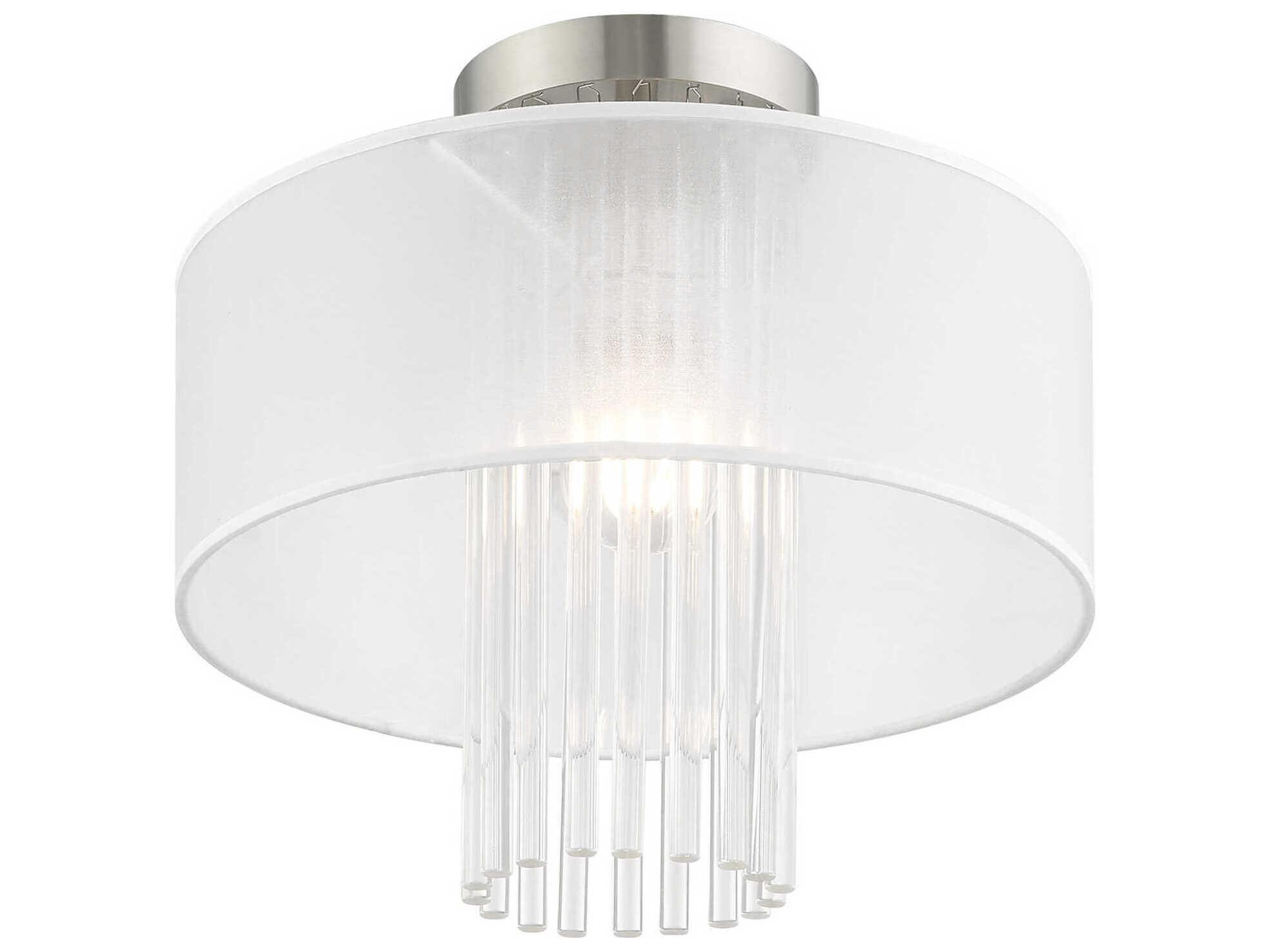 Livex Lighting Alexis 1-Light Brushed Nickel Crystal Round Flush Mount