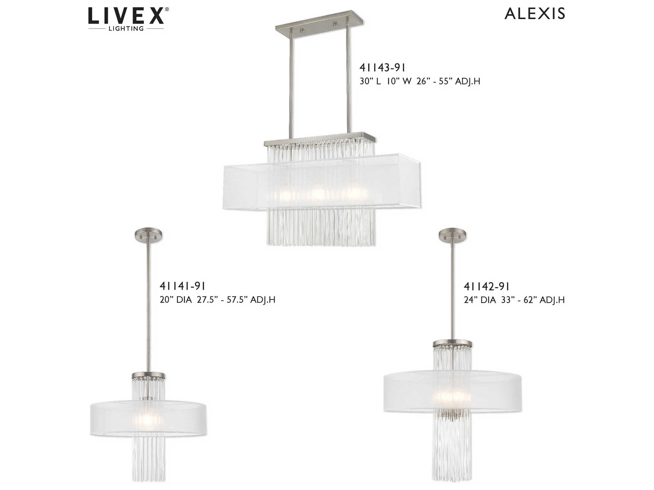 Livex Lighting Alexis 1-Light Brushed Nickel Crystal Drum Round Flush Mount