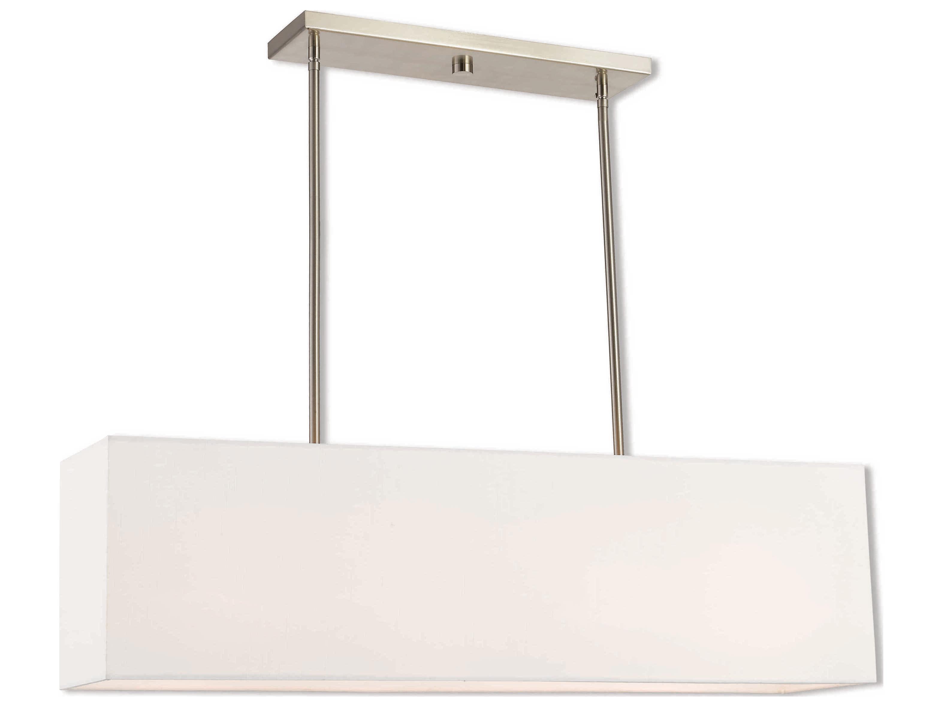 Livex Lighting Summit 4-Light Brushed Nickel White Geometric Island Pendant