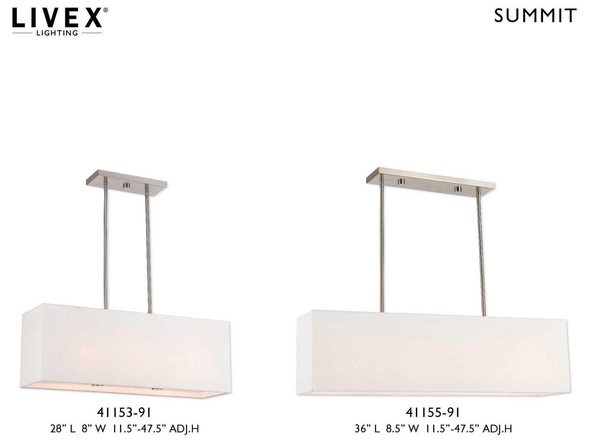 Livex Lighting Summit 4-Light Brushed Nickel White Geometric Island Pendant