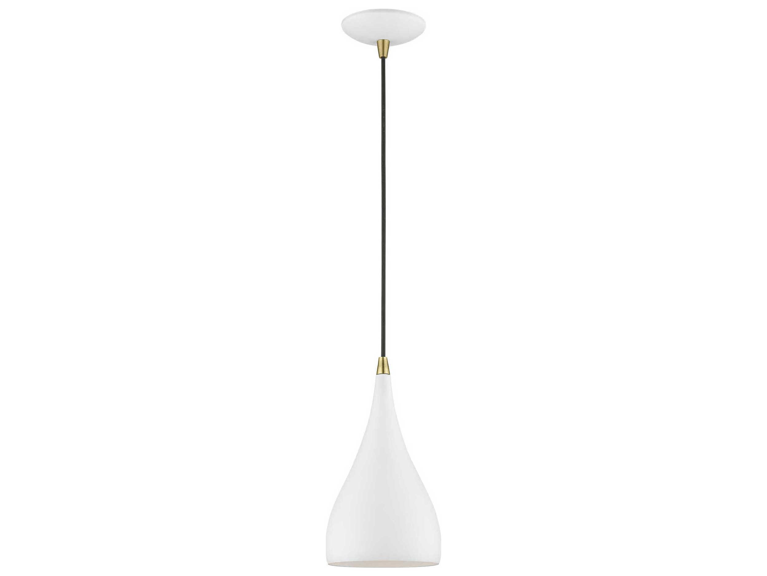 Livex Lighting Amador 1-Light Textured White Antique Brass Bell Mini Pendant