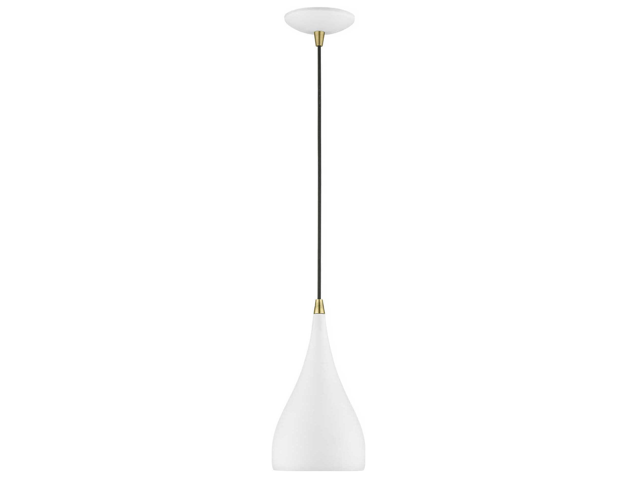 Livex Lighting Amador 1-Light Textured White Antique Brass Bell Mini Pendant