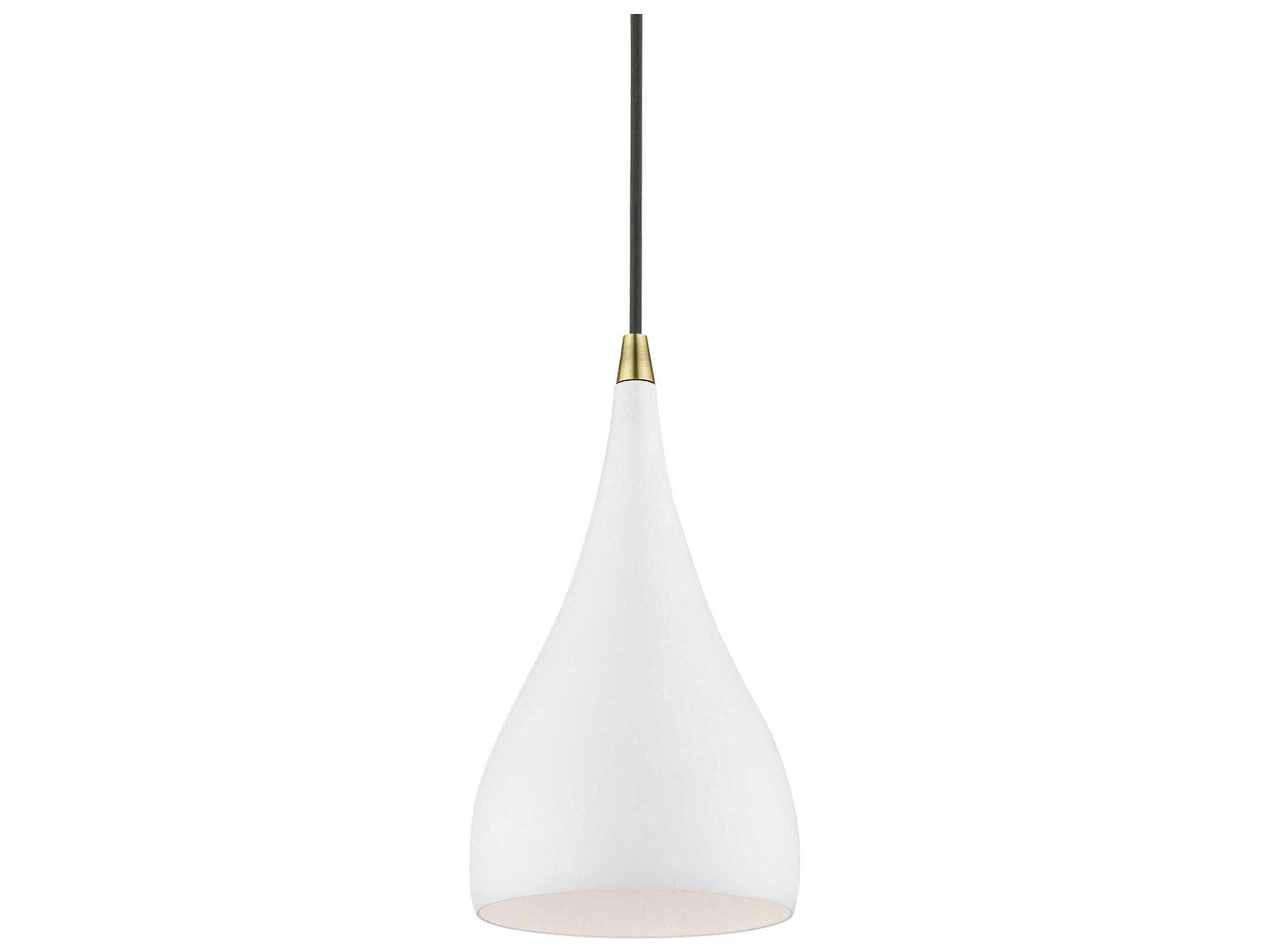 Livex Lighting Amador 1-Light Textured White Antique Brass Bell Mini Pendant