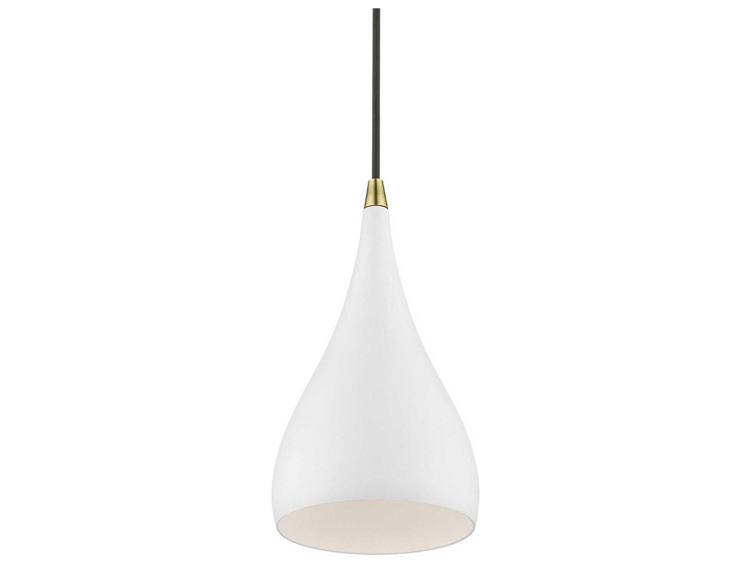 Livex Lighting Amador 1-Light Textured White Antique Brass Bell Mini Pendant