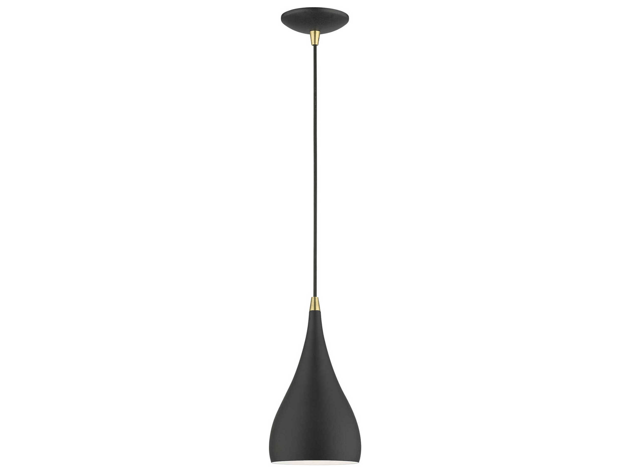 Livex Lighting Amador 1-Light Textured Black Antique Brass Bell Mini Pendant
