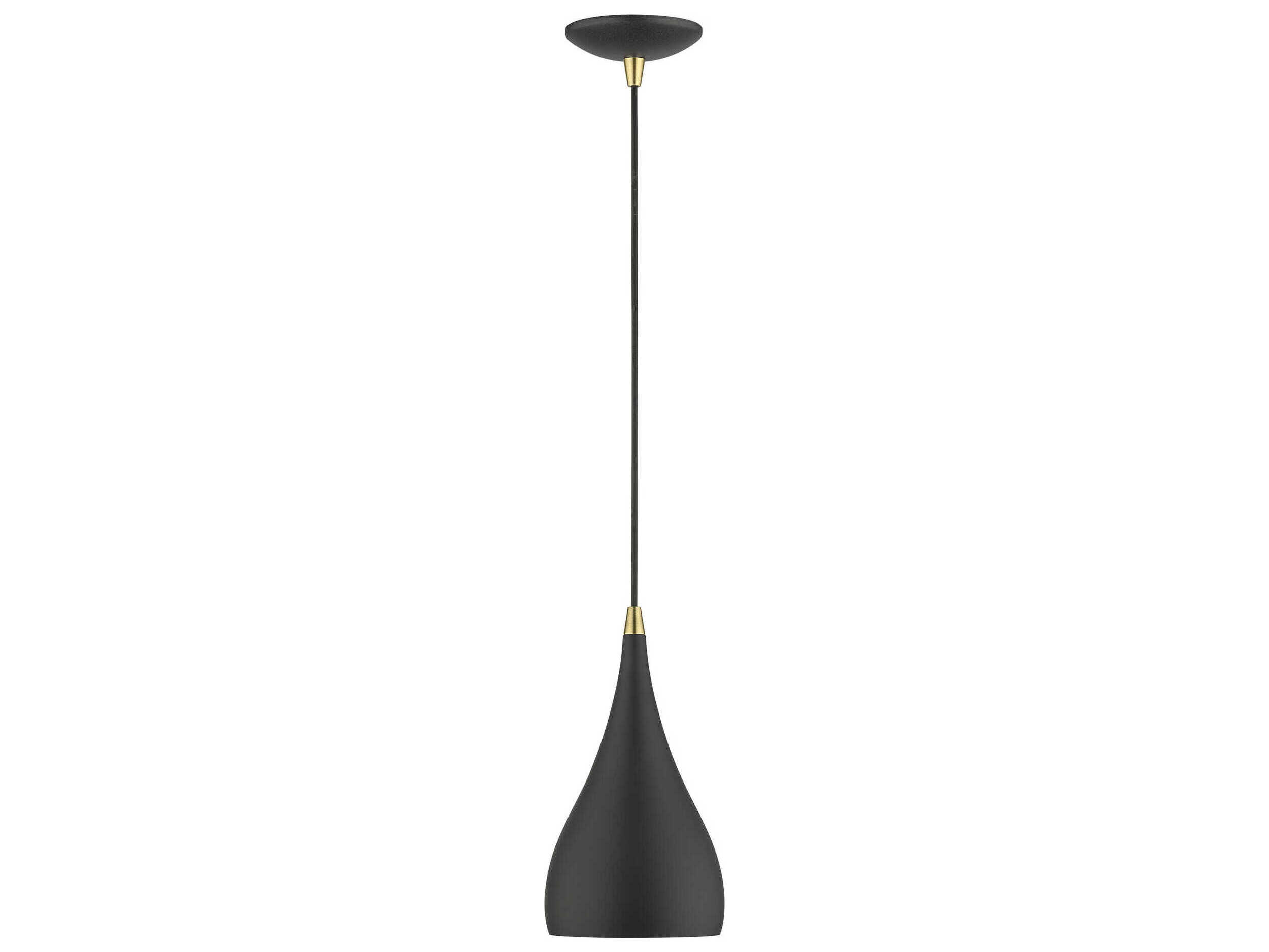 Livex Lighting Amador 1-Light Textured Black Antique Brass Bell Mini Pendant