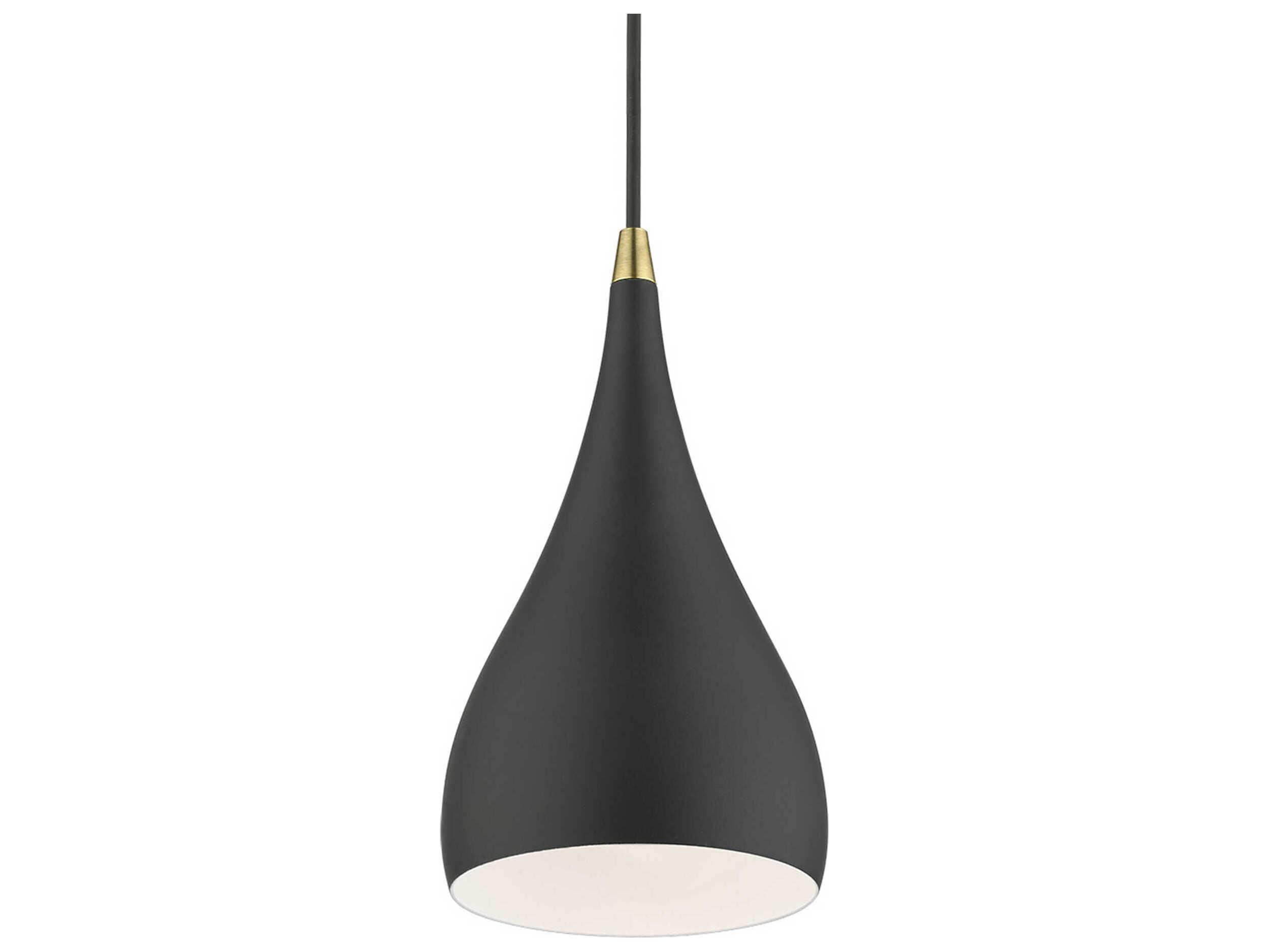 Livex Lighting Amador 1-Light Textured Black Antique Brass Bell Mini Pendant