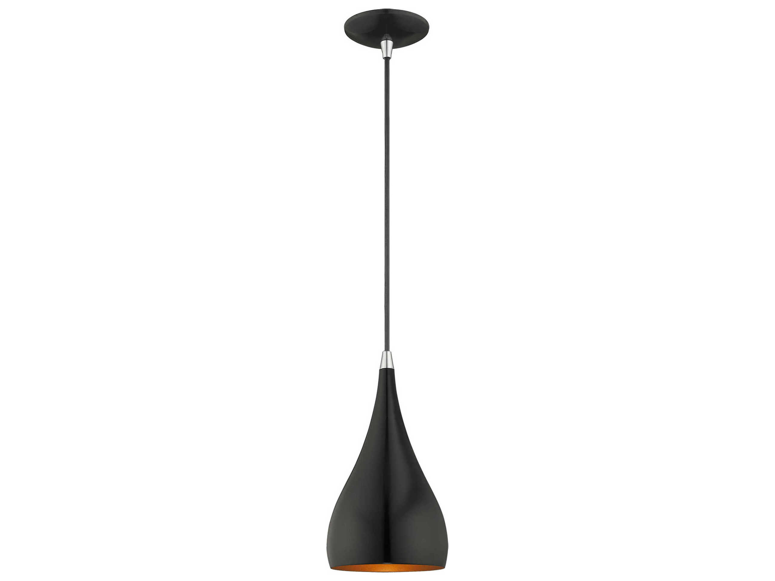 Livex Lighting 1-Light Shiny Black Gold Mini Pendant