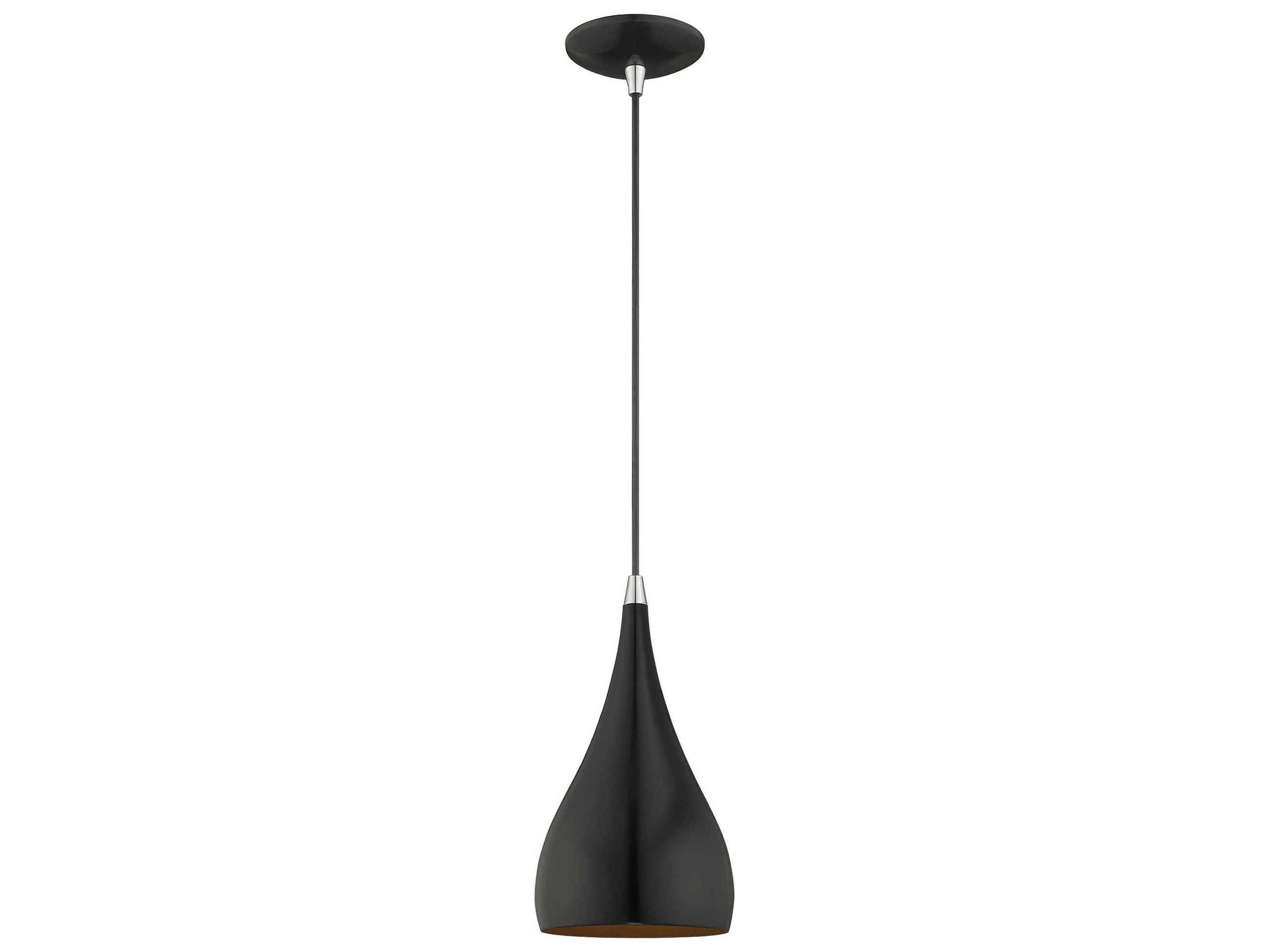 Livex Lighting 1-Light Shiny Black Gold Mini Pendant