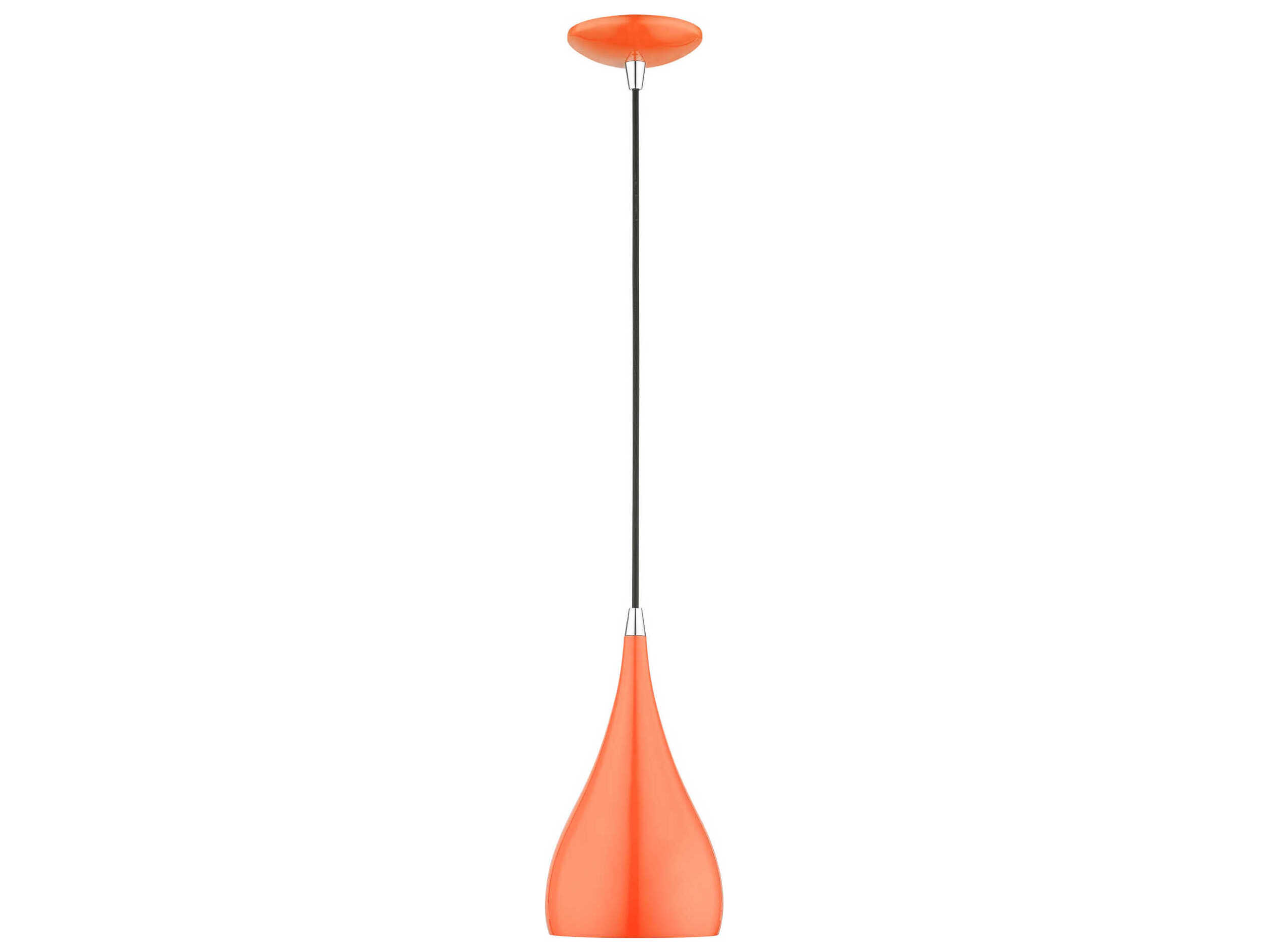 Livex Lighting Amador 1-Light Shiny Orange Polished Chrome Bell Mini Pendant