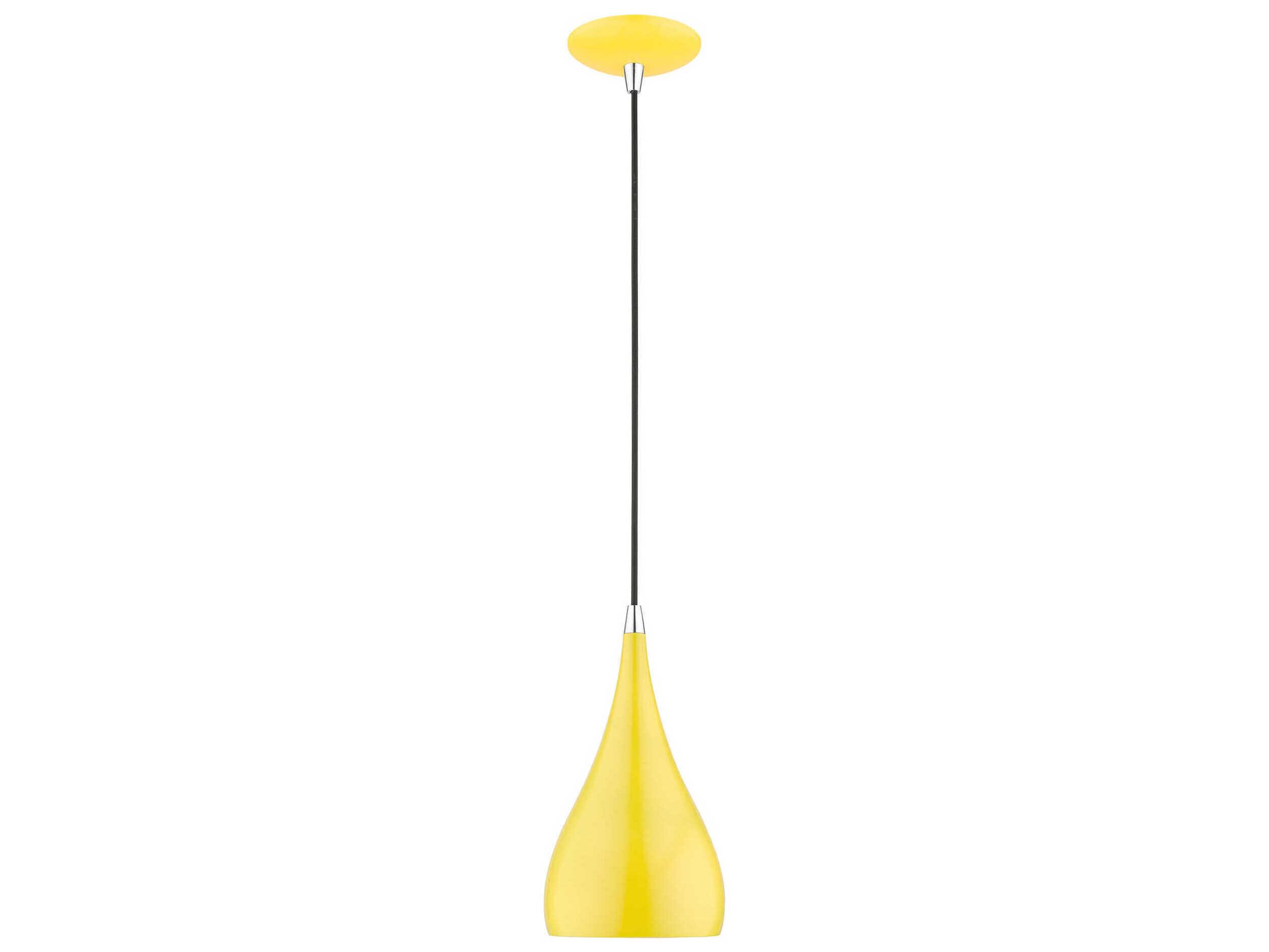 Livex Lighting Amador 1-Light Shiny Yellow Polished Chrome Bell Mini Pendant