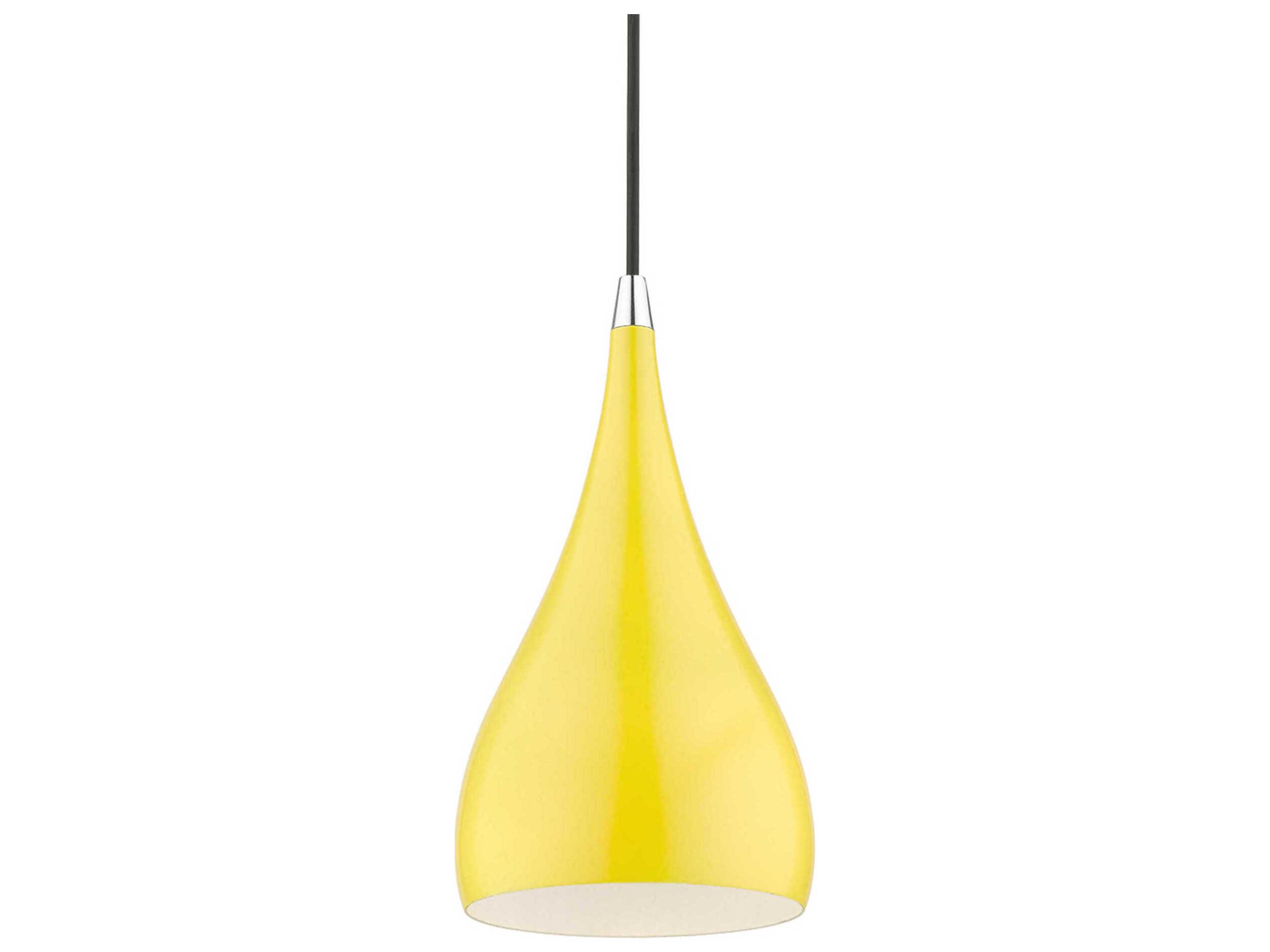 Livex Lighting Amador 1-Light Shiny Yellow Polished Chrome Bell Mini Pendant