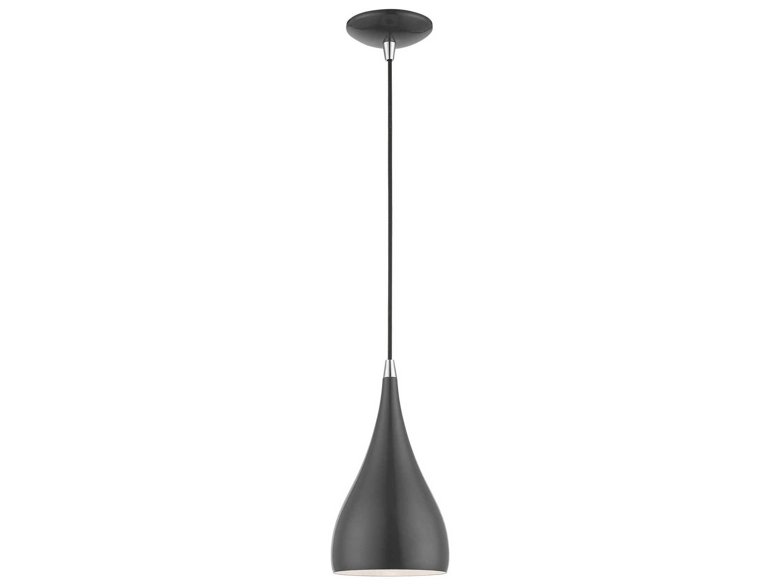 Livex Lighting Amador 1-Light Shiny Dark Gray Polished Chrome Bell Mini Pendant