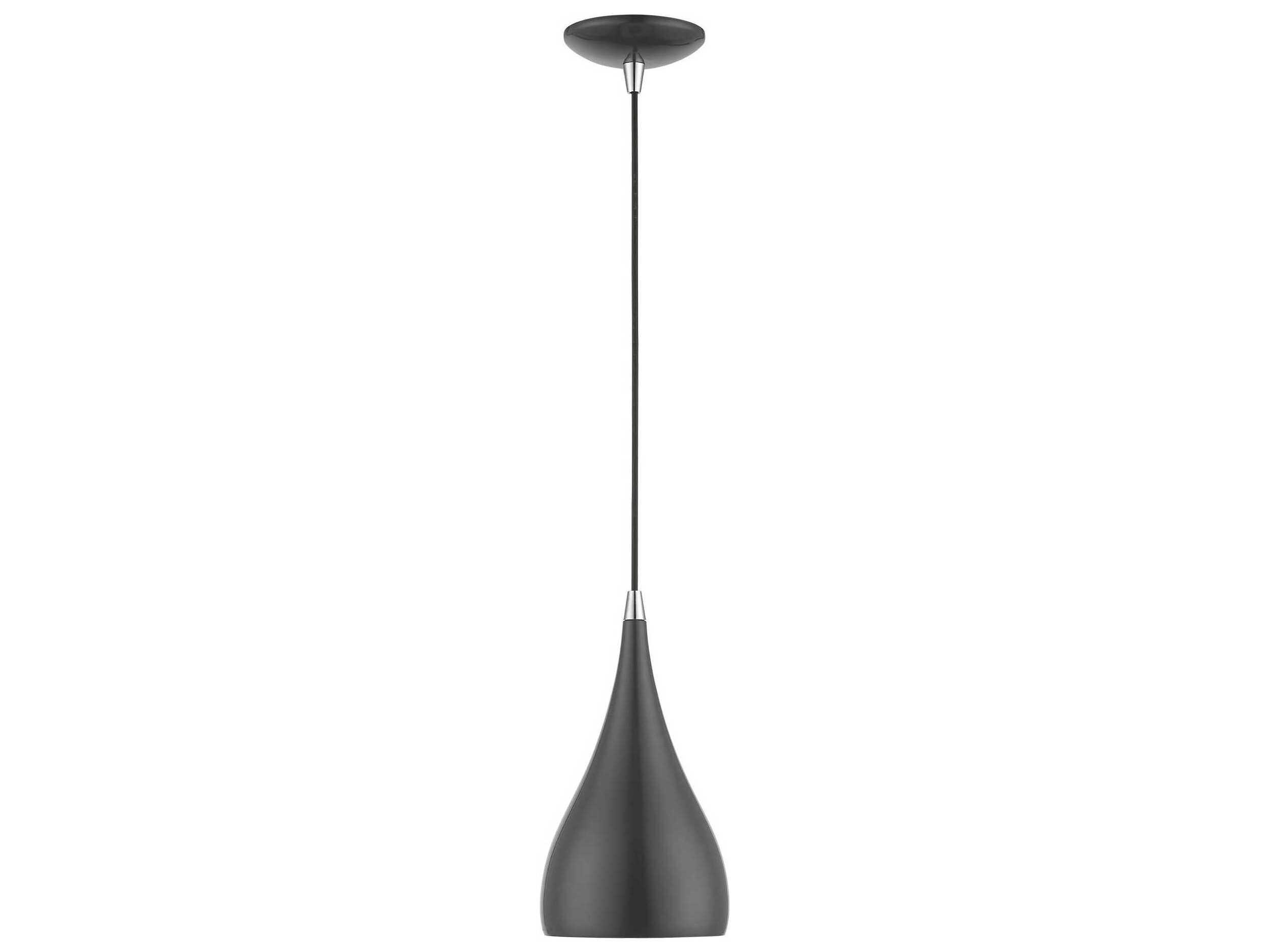 Livex Lighting Amador 1-Light Shiny Dark Gray Polished Chrome Bell Mini Pendant
