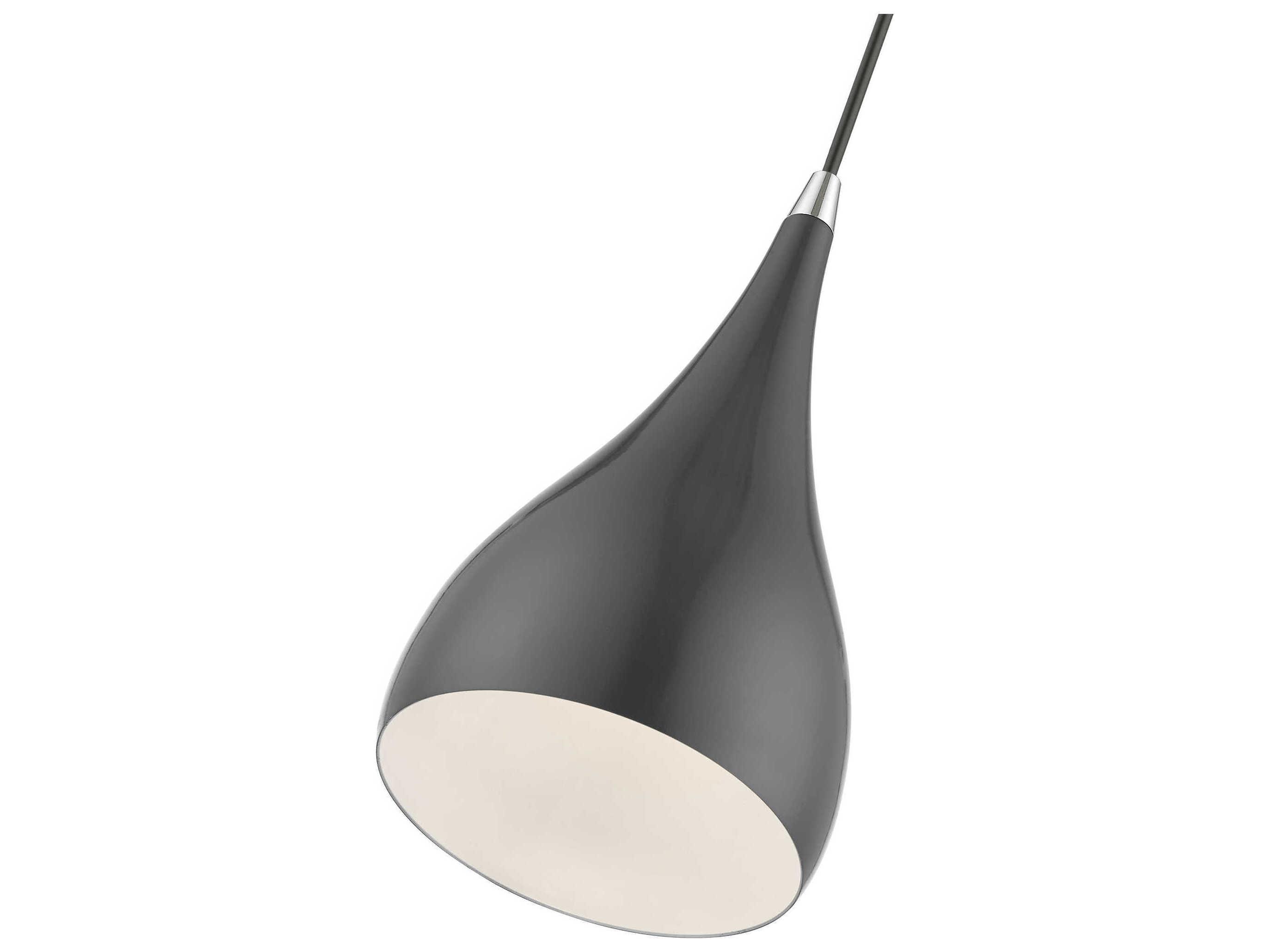 Livex Lighting Amador 1-Light Shiny Dark Gray Polished Chrome Bell Mini Pendant