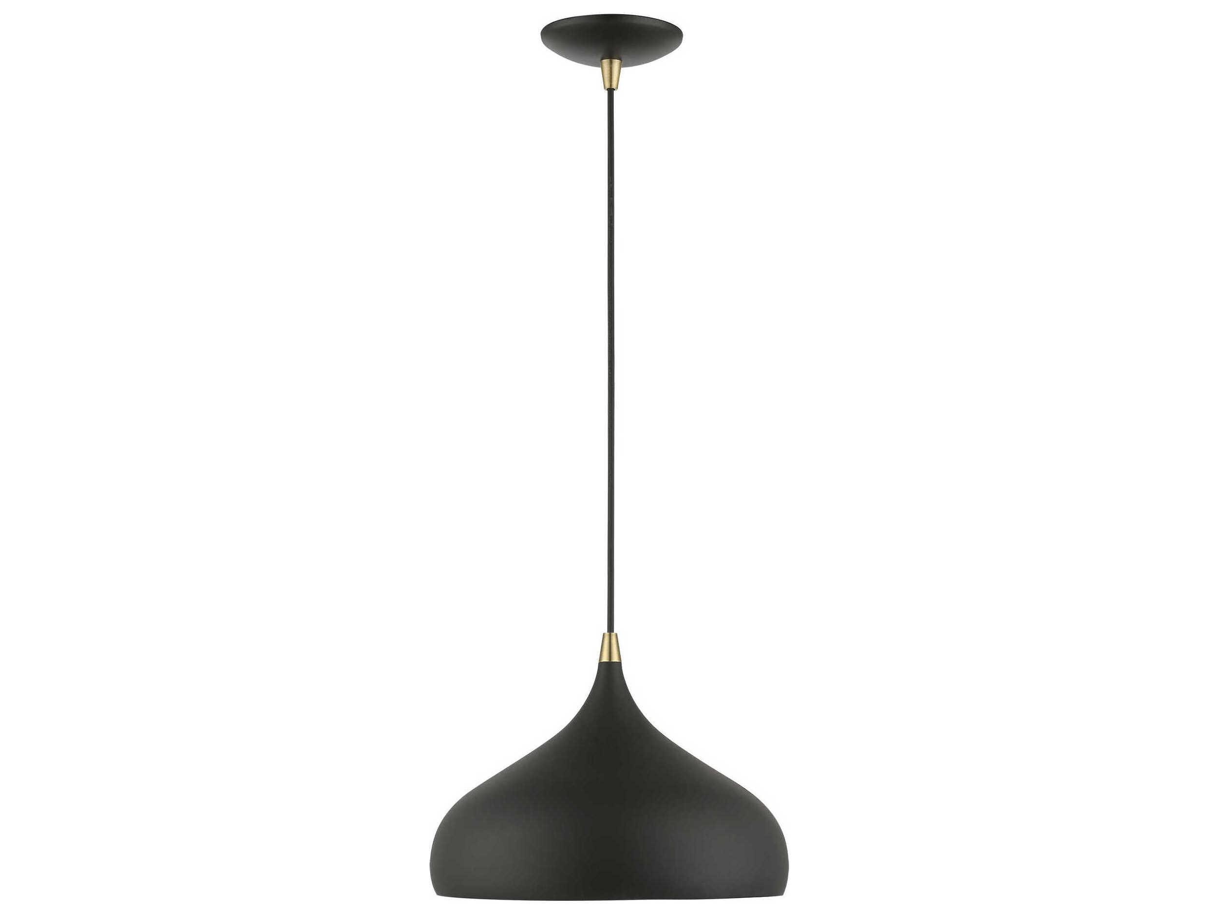 Livex Lighting Amador 1-Light Textured Black Antique Brass Dome Mini Pendant
