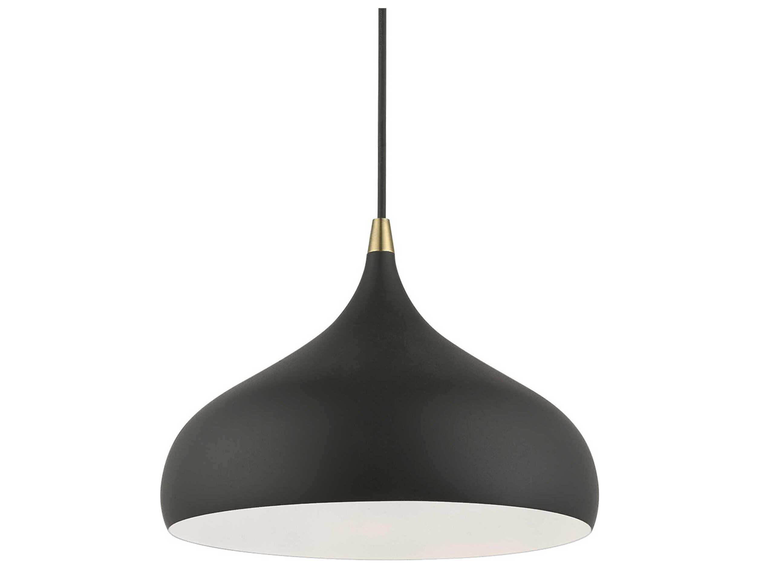 Livex Lighting Amador 1-Light Textured Black Antique Brass Dome Mini Pendant