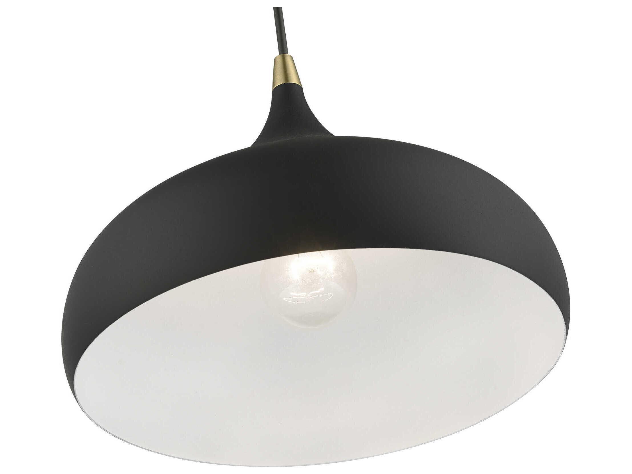 Livex Lighting Amador 1-Light Textured Black Antique Brass Dome Mini Pendant