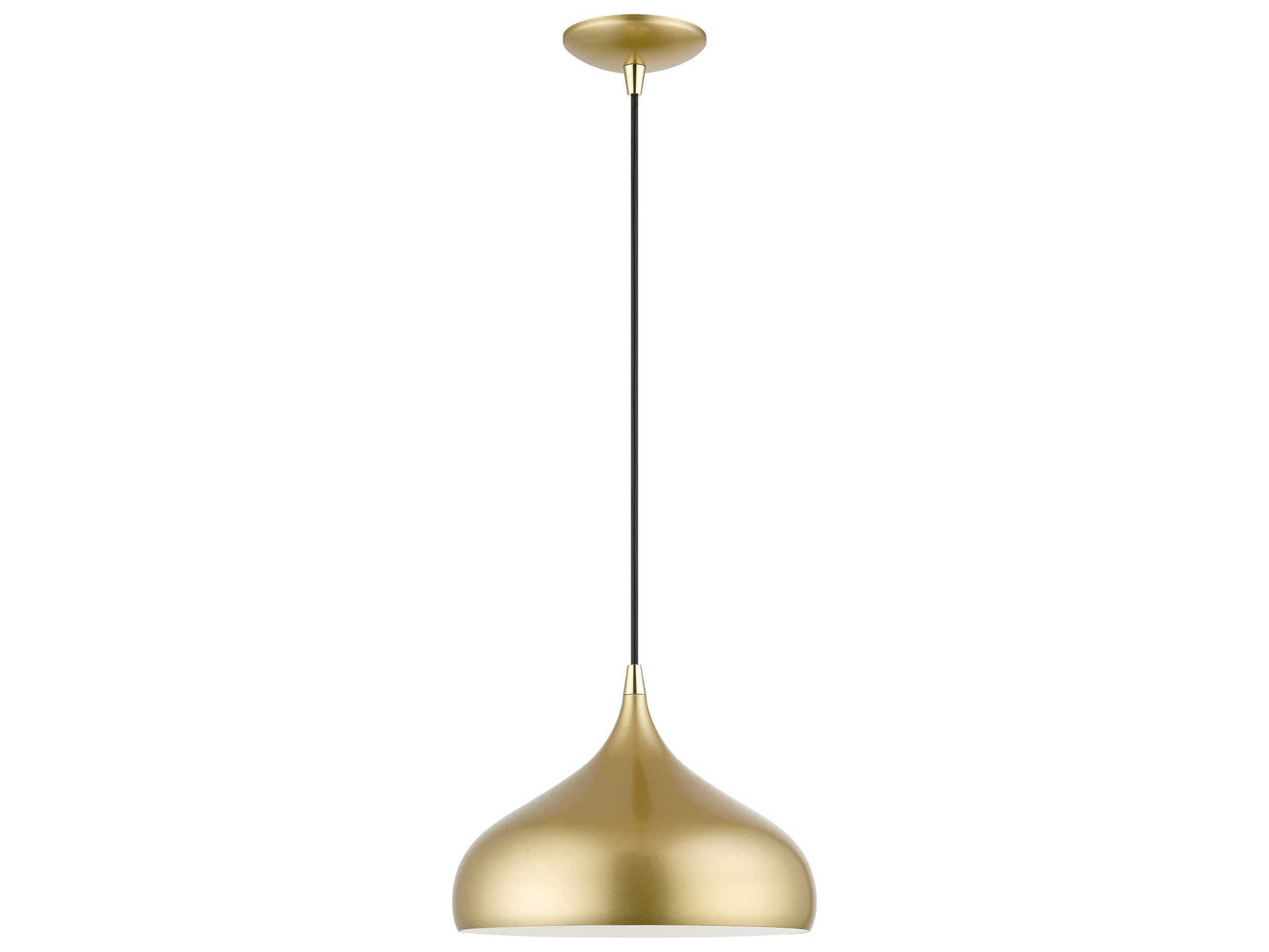 Livex Lighting Amador 1-Light Soft Gold Polished Brass White Bell Mini Pendant