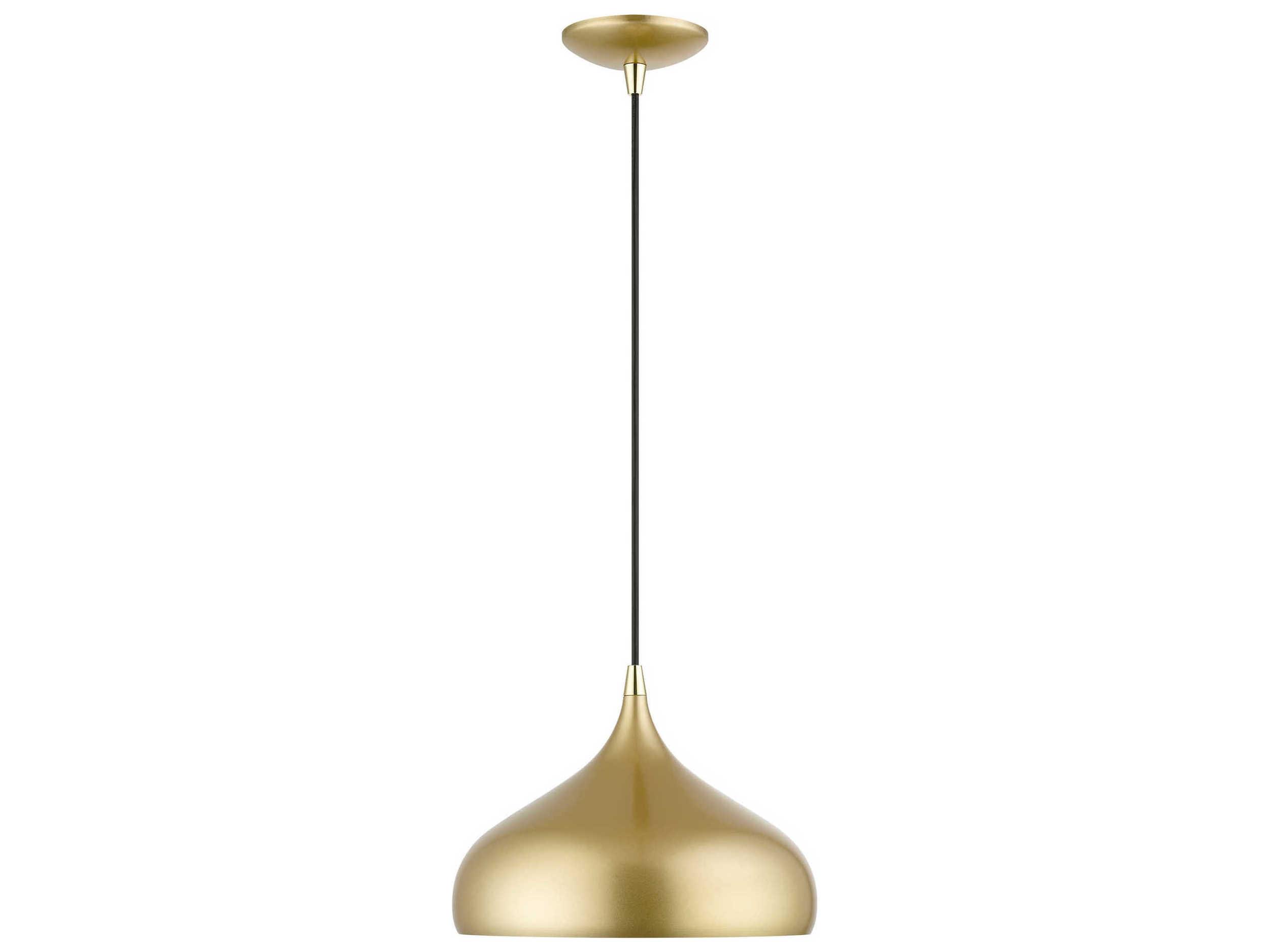 Livex Lighting Amador 1-Light Soft Gold Polished Brass White Bell Mini Pendant