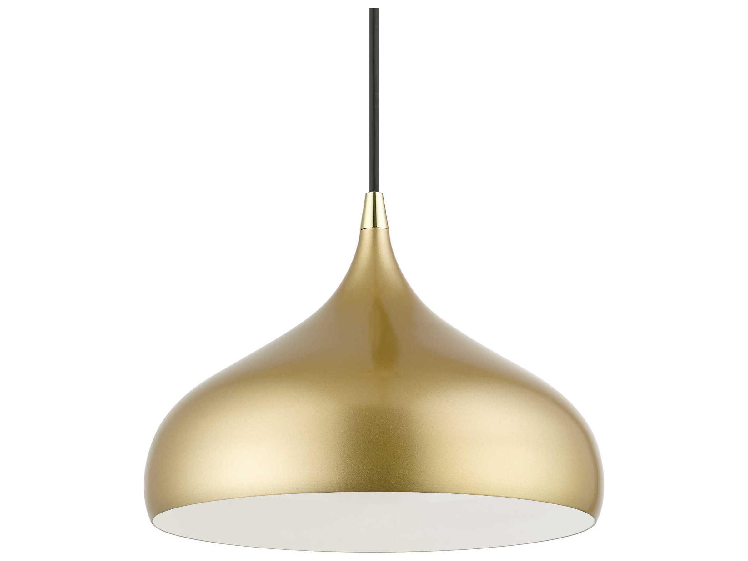 Livex Lighting Amador 1-Light Soft Gold Polished Brass White Bell Mini Pendant