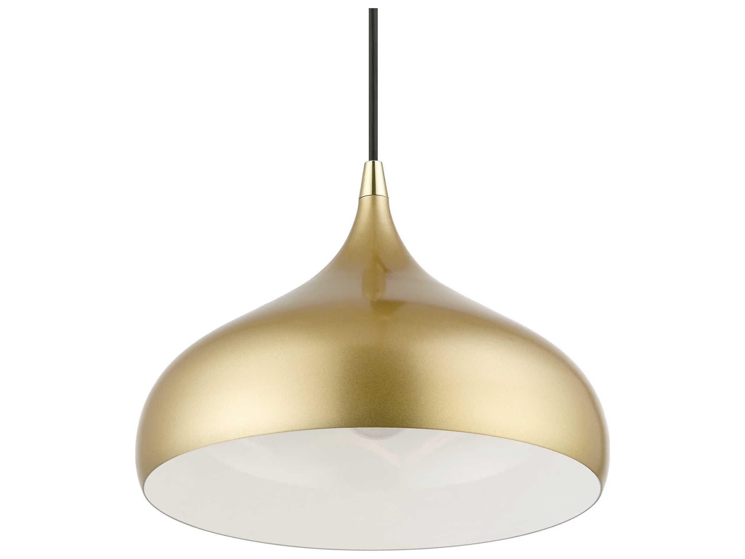 Livex Lighting Amador 1-Light Soft Gold Polished Brass White Bell Mini Pendant