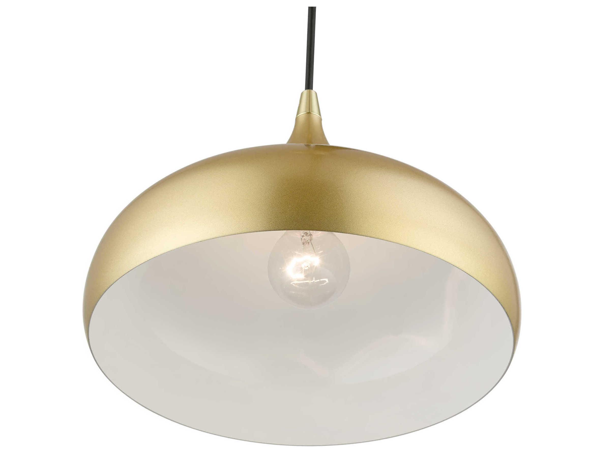 Livex Lighting Amador 1-Light Soft Gold Polished Brass White Bell Mini Pendant